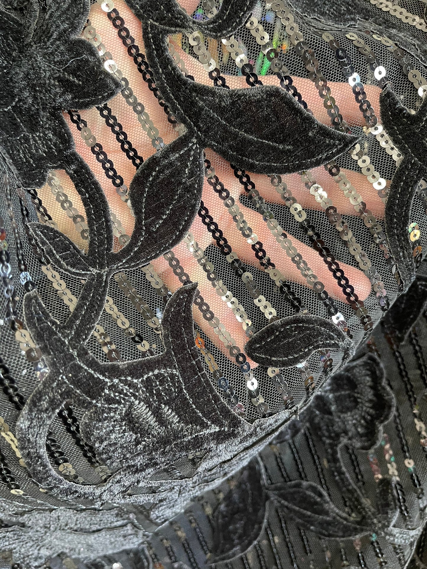 New Isabella flower design embroidered on stretch mesh 2-way stretch 55/57” Sold by the YD. Ships Worldwide from Los Angeles California USA.