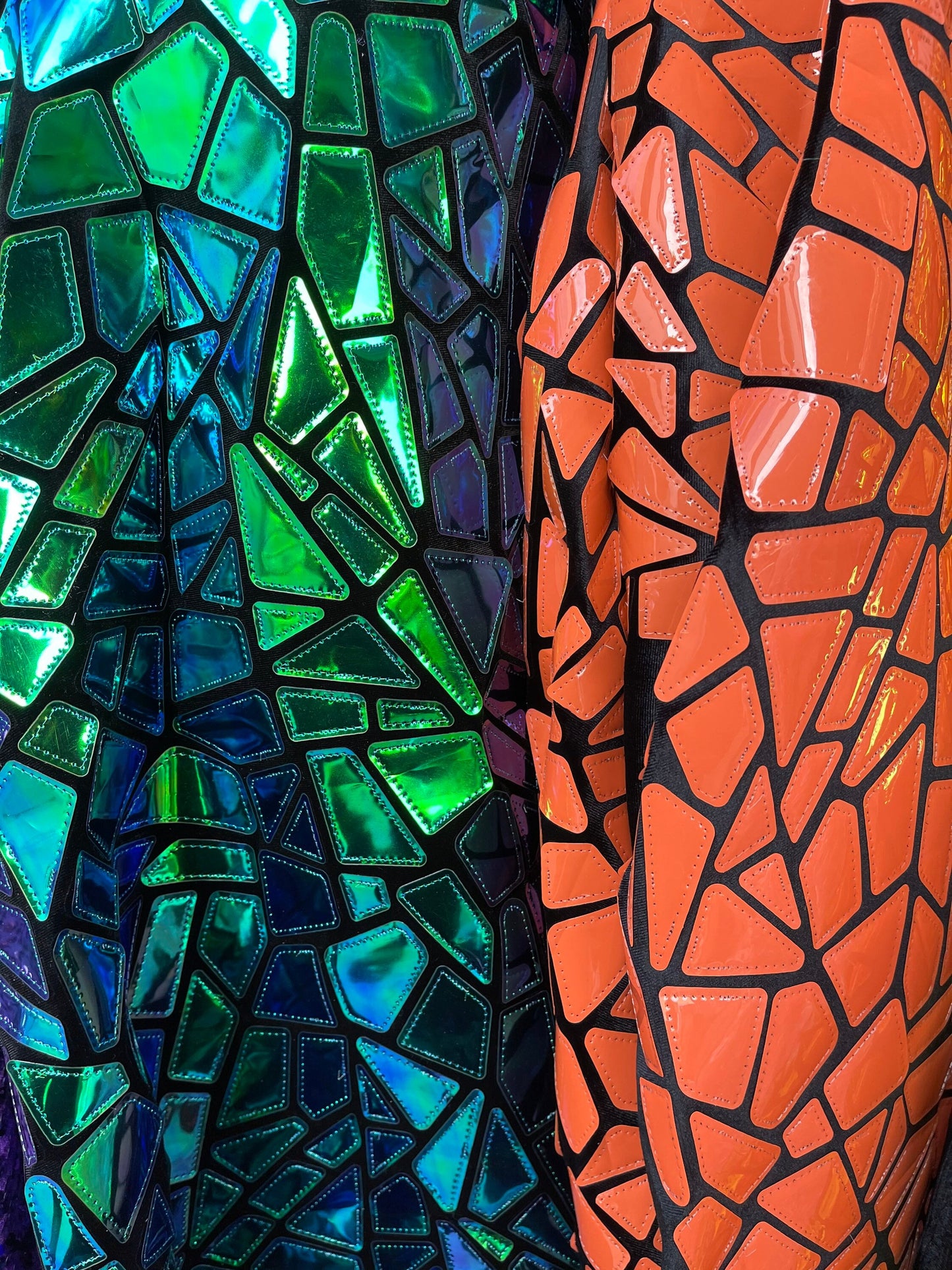 Luxury Geometric design embroidered on stretch velvet 2-way 58/60” Sold by the YD. Ships Worldwide from Los Angeles California USA.