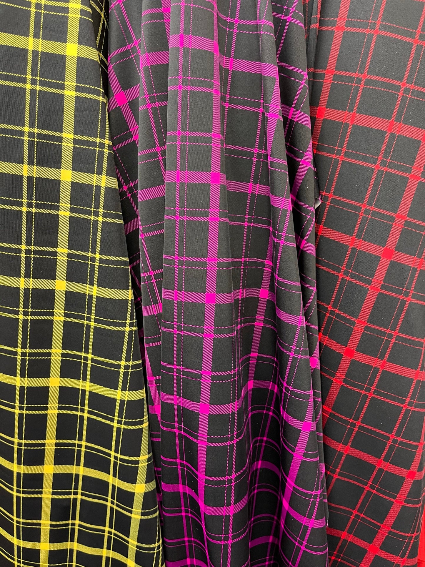 New plaid design print on best quality of nylon spandex 4-way stretch 58/60” Sold by the YD. Ships Worldwide from Los Angeles California USA