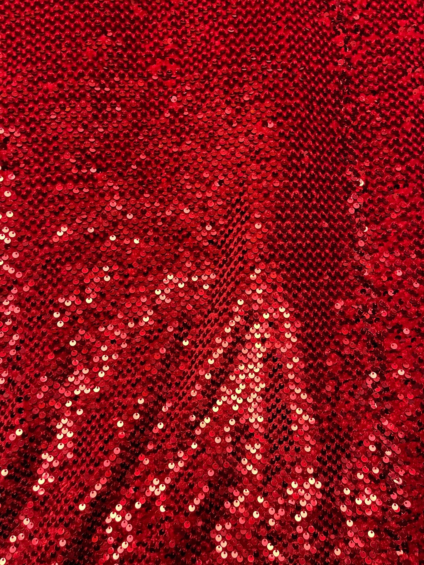Luxury red sequins embroidered on great quality of stretch velvet 4-way stretch 58/60” Sold by the YD. Ships Worldwide from Los Angeles cali