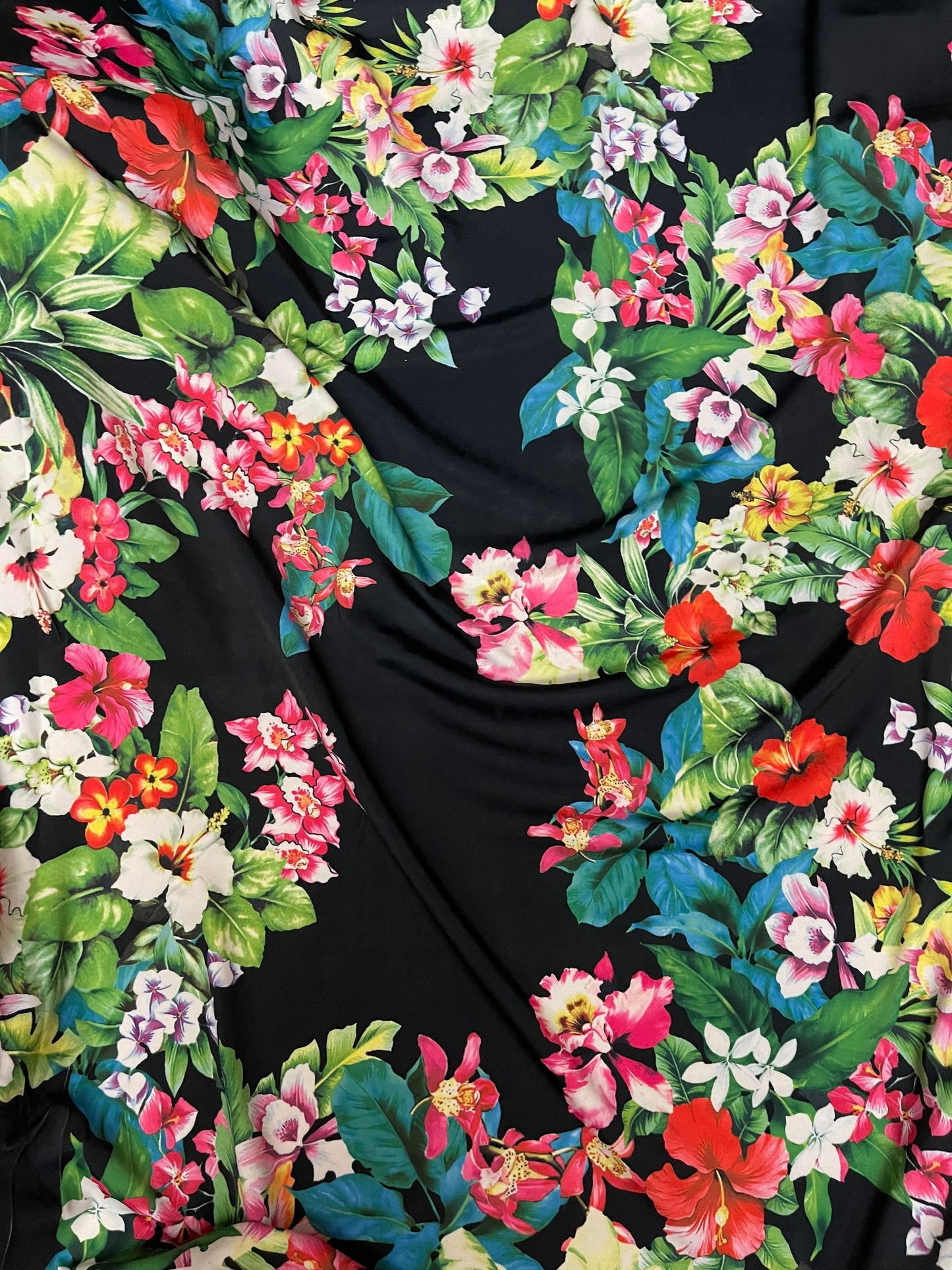 New floral design print on great quality of nylon spandex 4-way stretch 58/60” Sold by the YD. Ships Worldwide from Los Angeles California