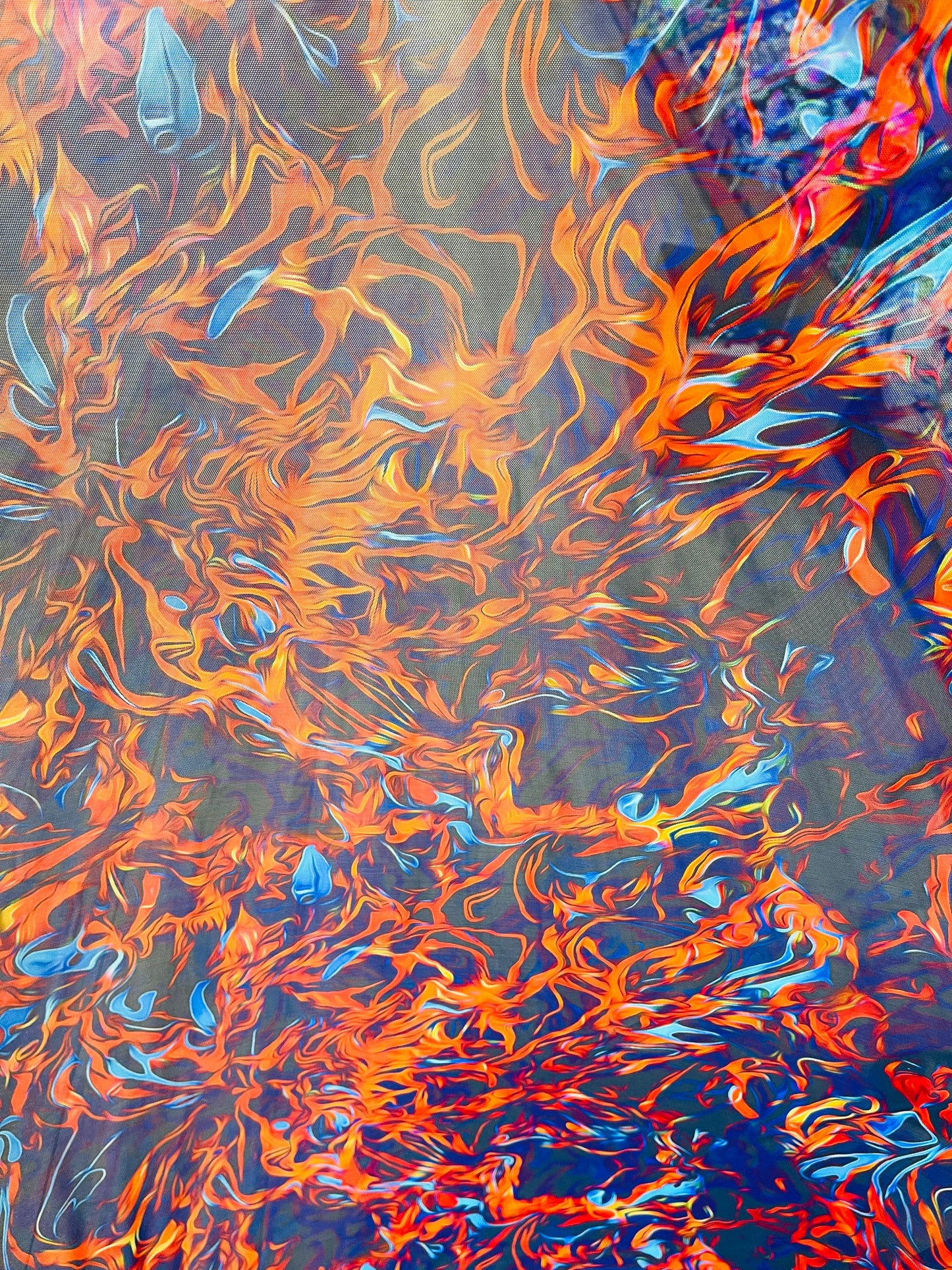 New Modern flames design print on best quality of nylon power mesh 4-way stretch 58/60” Sold by the YD. Ships Worldwide from Los Angeles CA