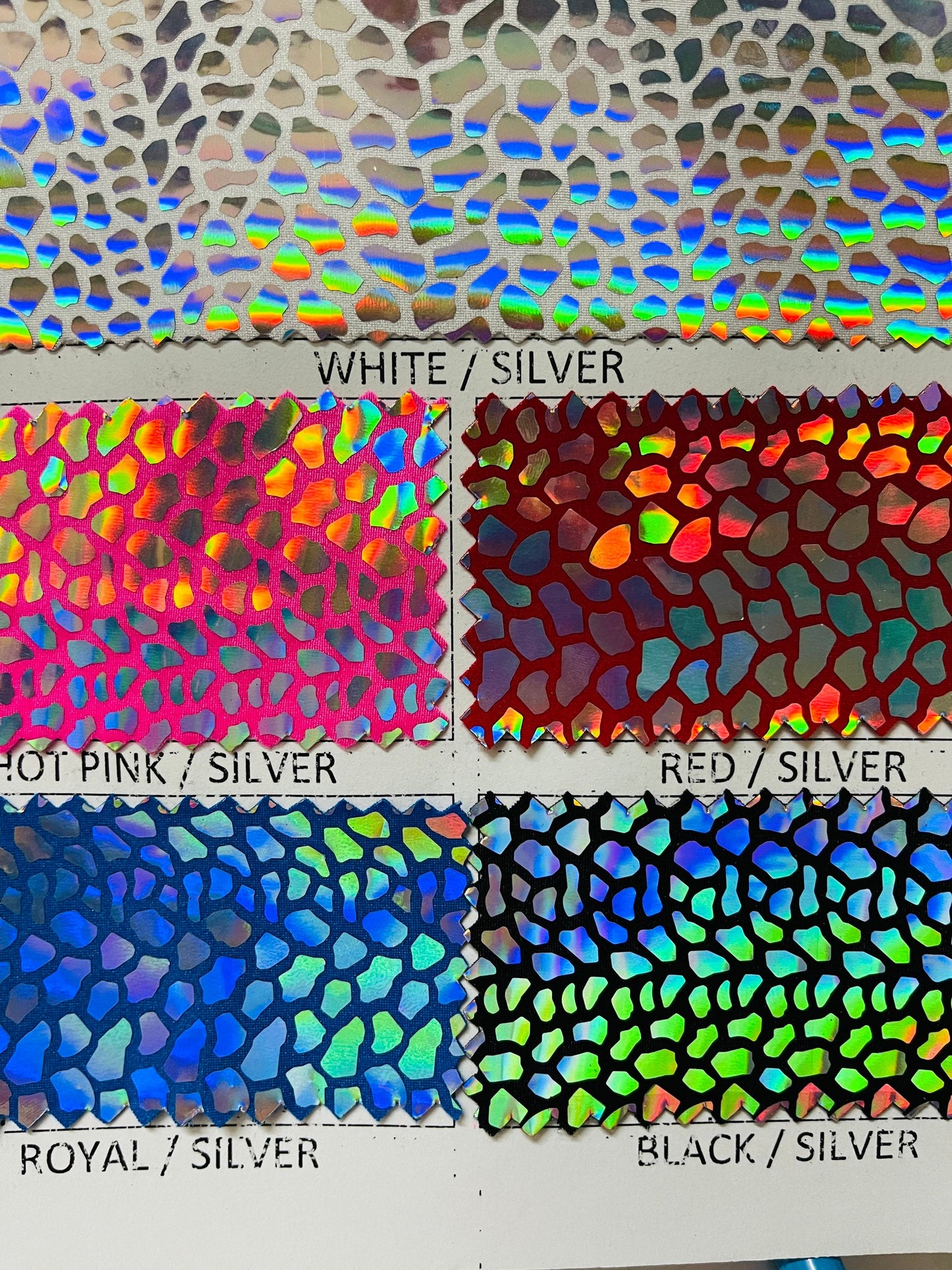 New Cobra Iridescent sequins on nylon Spandex 4-way stretch 58/60” Sold by the YD. Ships Worldwide from Los Angeles California USA.