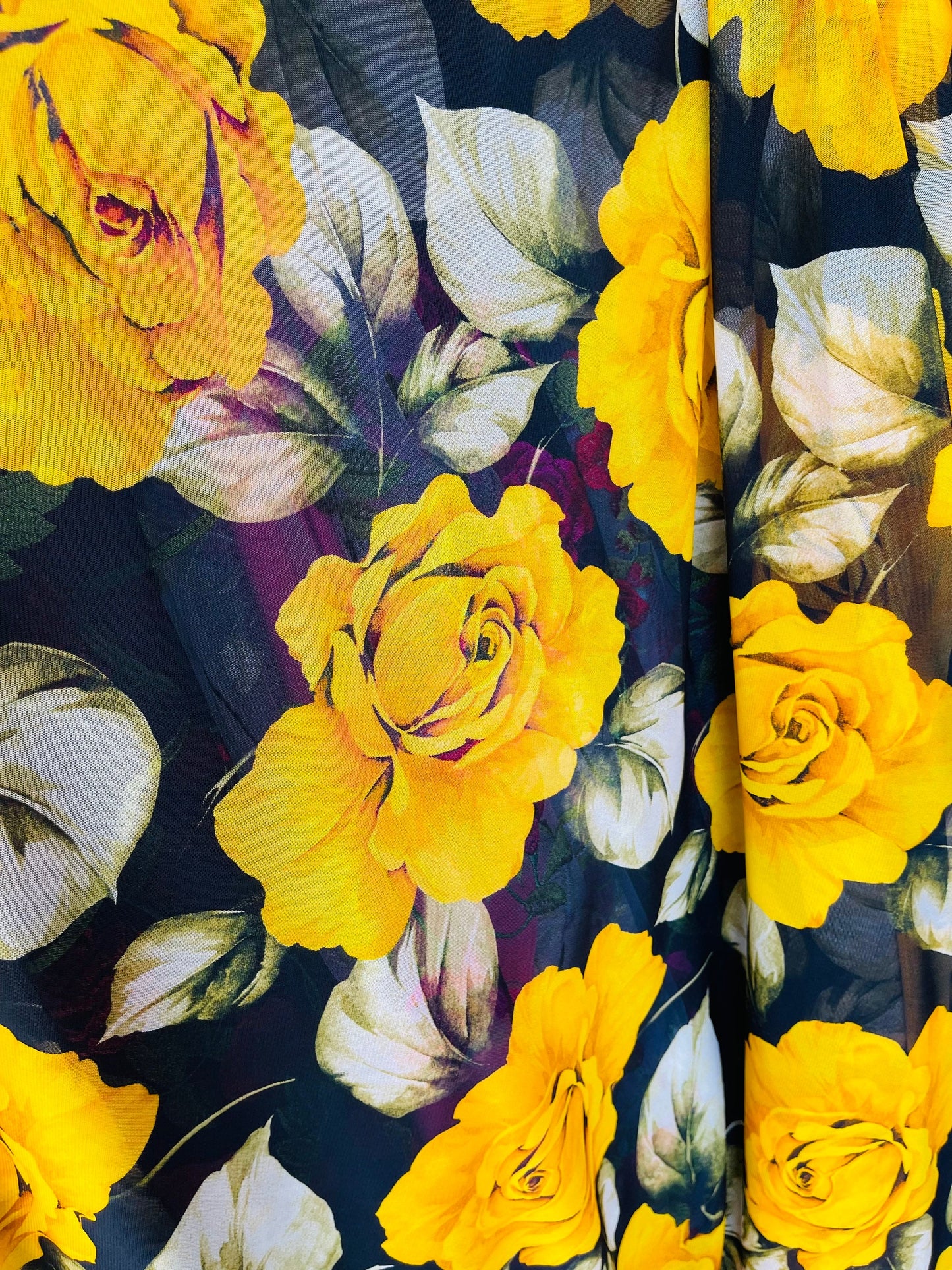 New flower design print on great quality of nylon mesh 4-way stretch 58/60” Sold by the YD. Ships Worldwide from Los Angeles California USA.