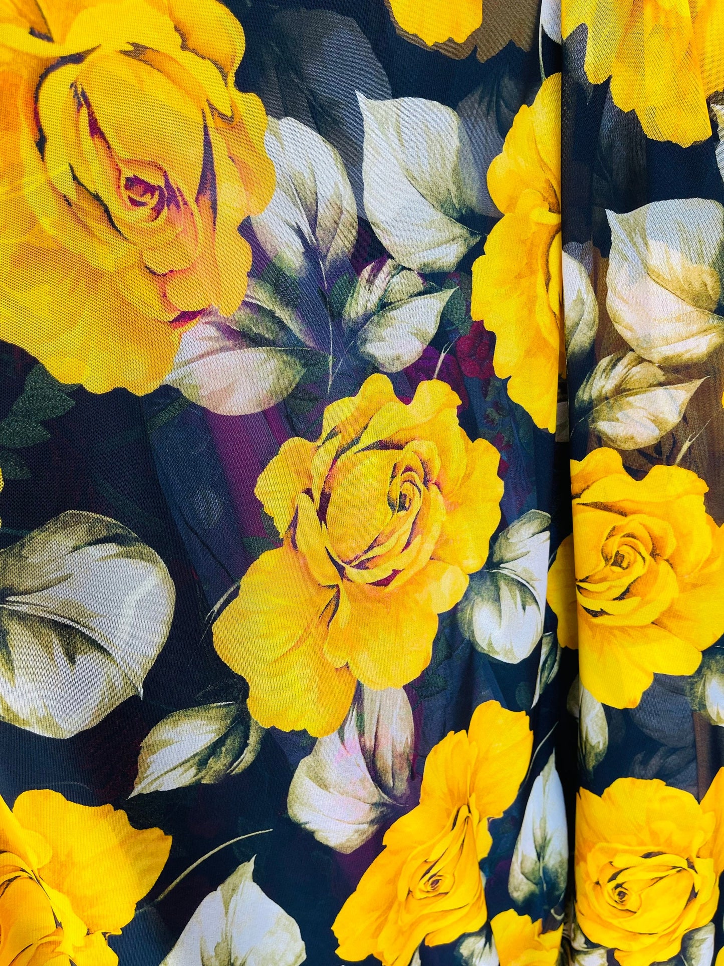 New flower design print on great quality of nylon mesh 4-way stretch 58/60” Sold by the YD. Ships Worldwide from Los Angeles California USA.