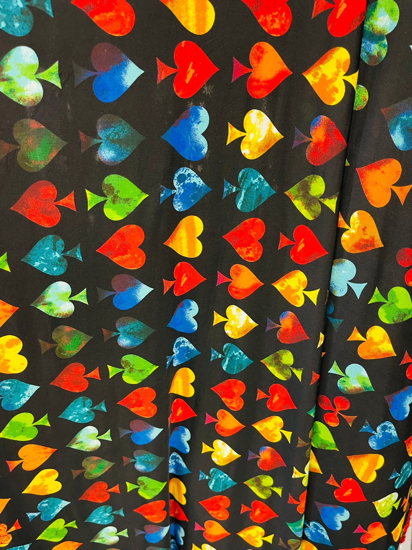 New Play-cards design print on Poly spandex light weight 4-way stretch 58/60” Sold by the YD. Ships Worldwide from Los Angeles California US