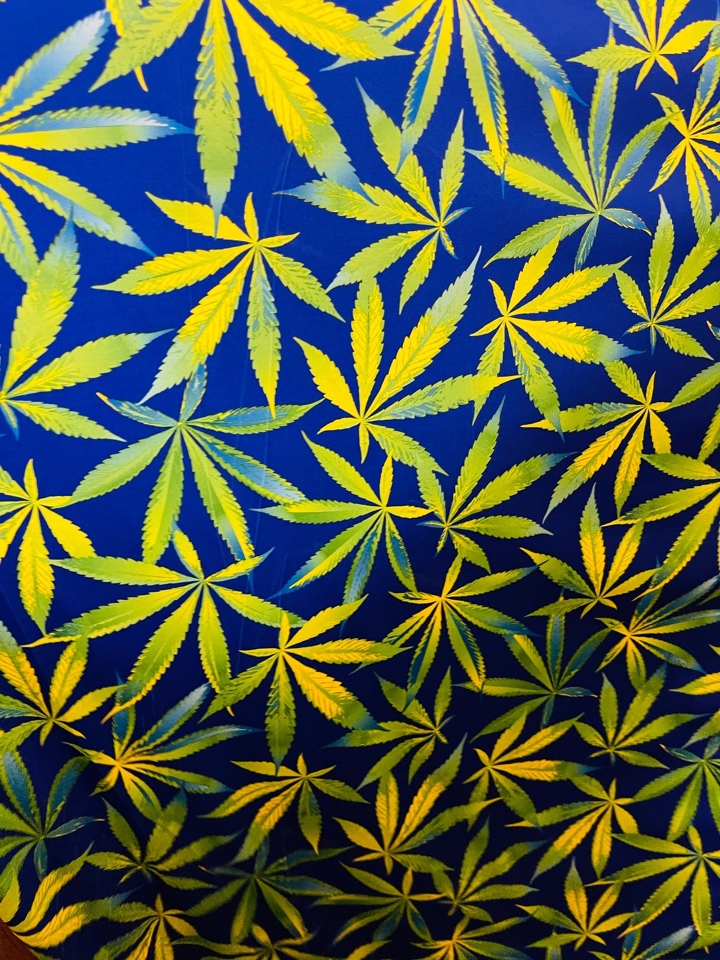 Marijuana leaf design print on best quality of nylon spandex 4-way stretch 58/60” Sold by the YD. Ships Worldwide from Los Angeles CA