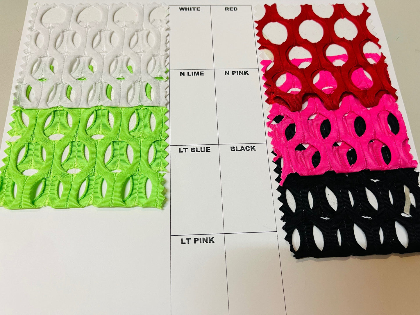 New Trashy crochet fishnet nylon spandex 4-way stretch 58/60” Sold by the YD. Ships Worldwide from Los Angeles California USA.