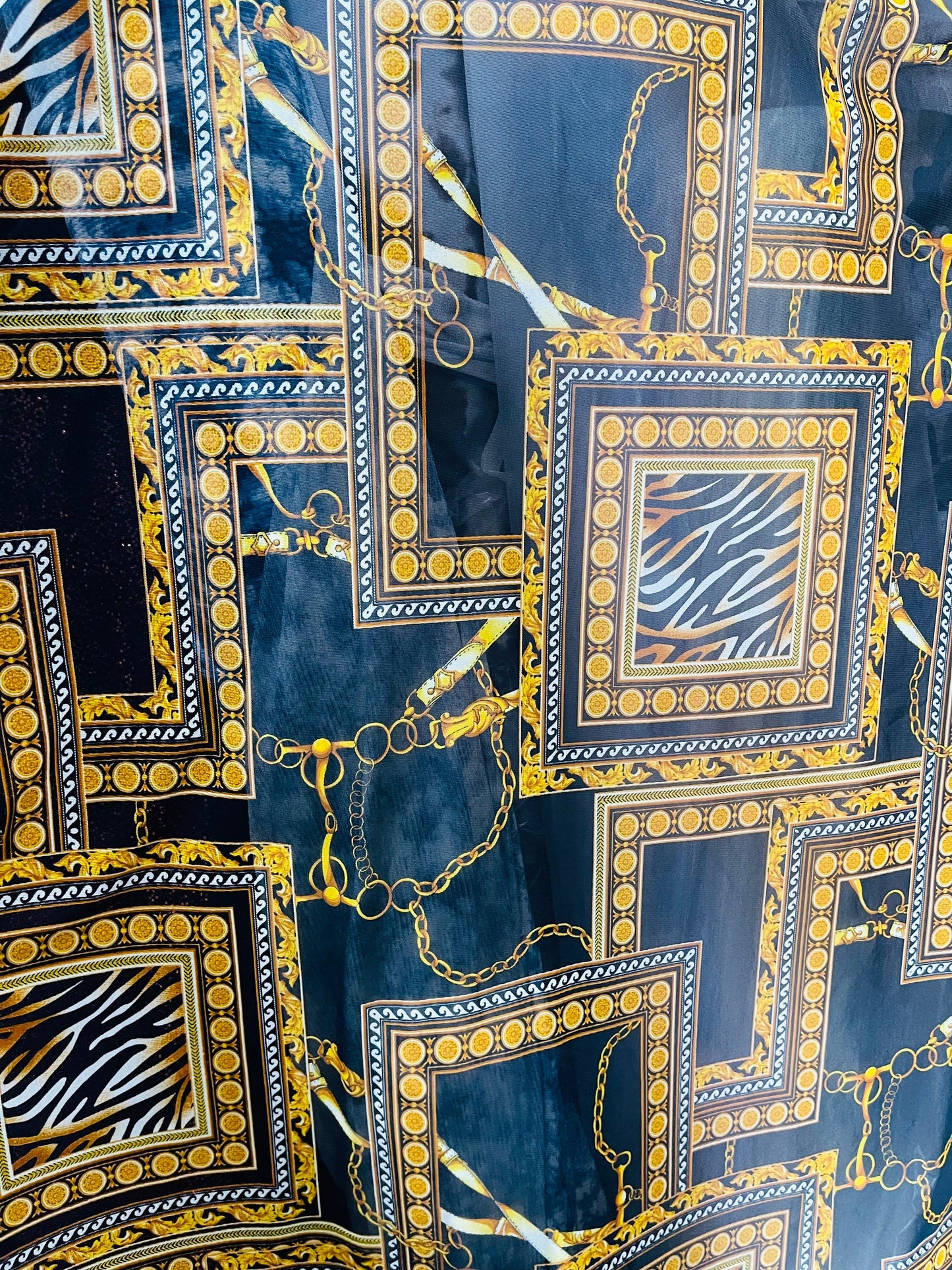New brand fashion design print on great quality of poly mesh 4-way stretch see through fabric 58/60” Sold by the YD. Ships Worldwide