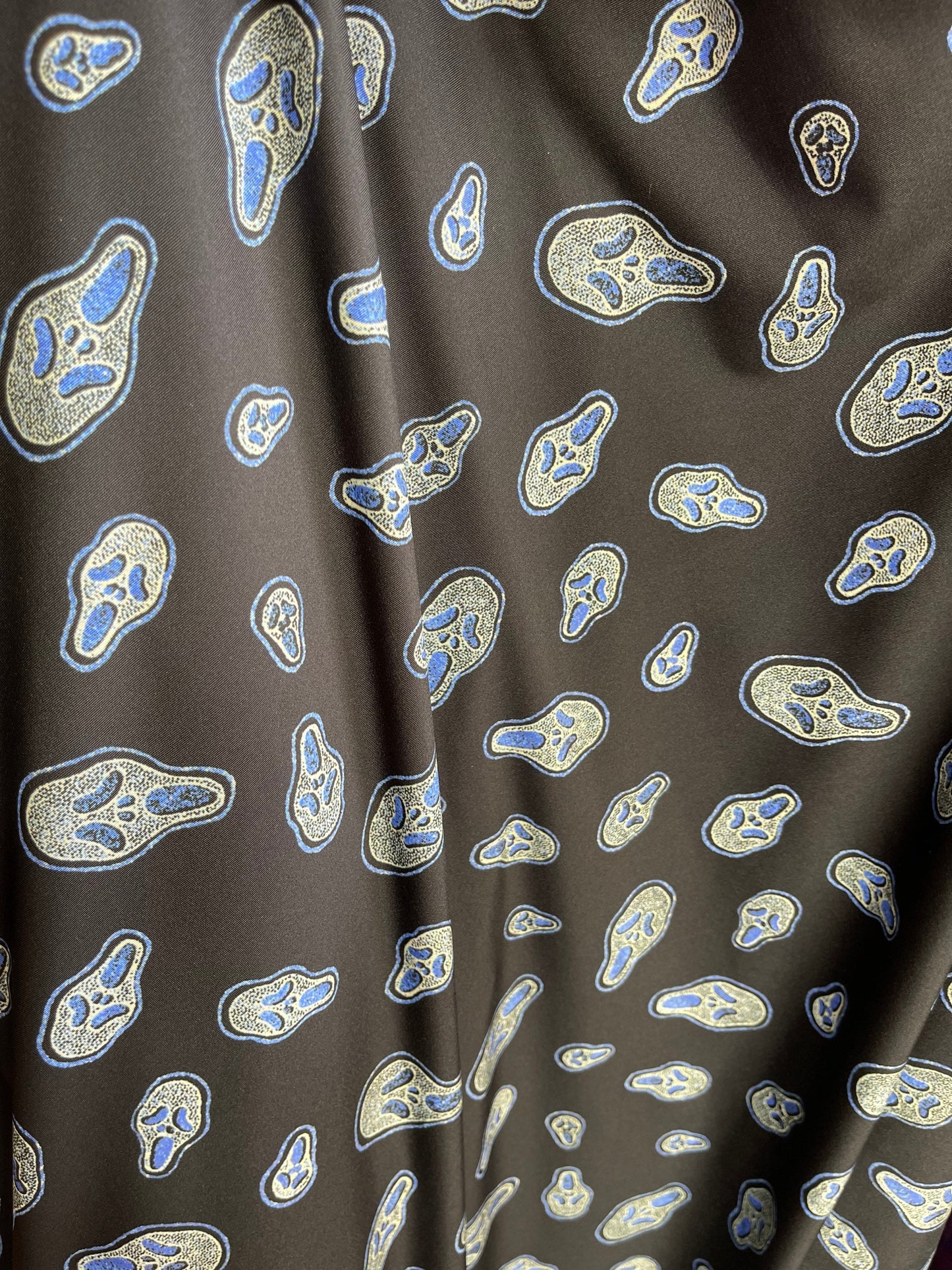 Scream design print on nylon spandex 4-way stretch 58/60” Sold by the YD. Ships Worldwide from Los Angeles California USA.