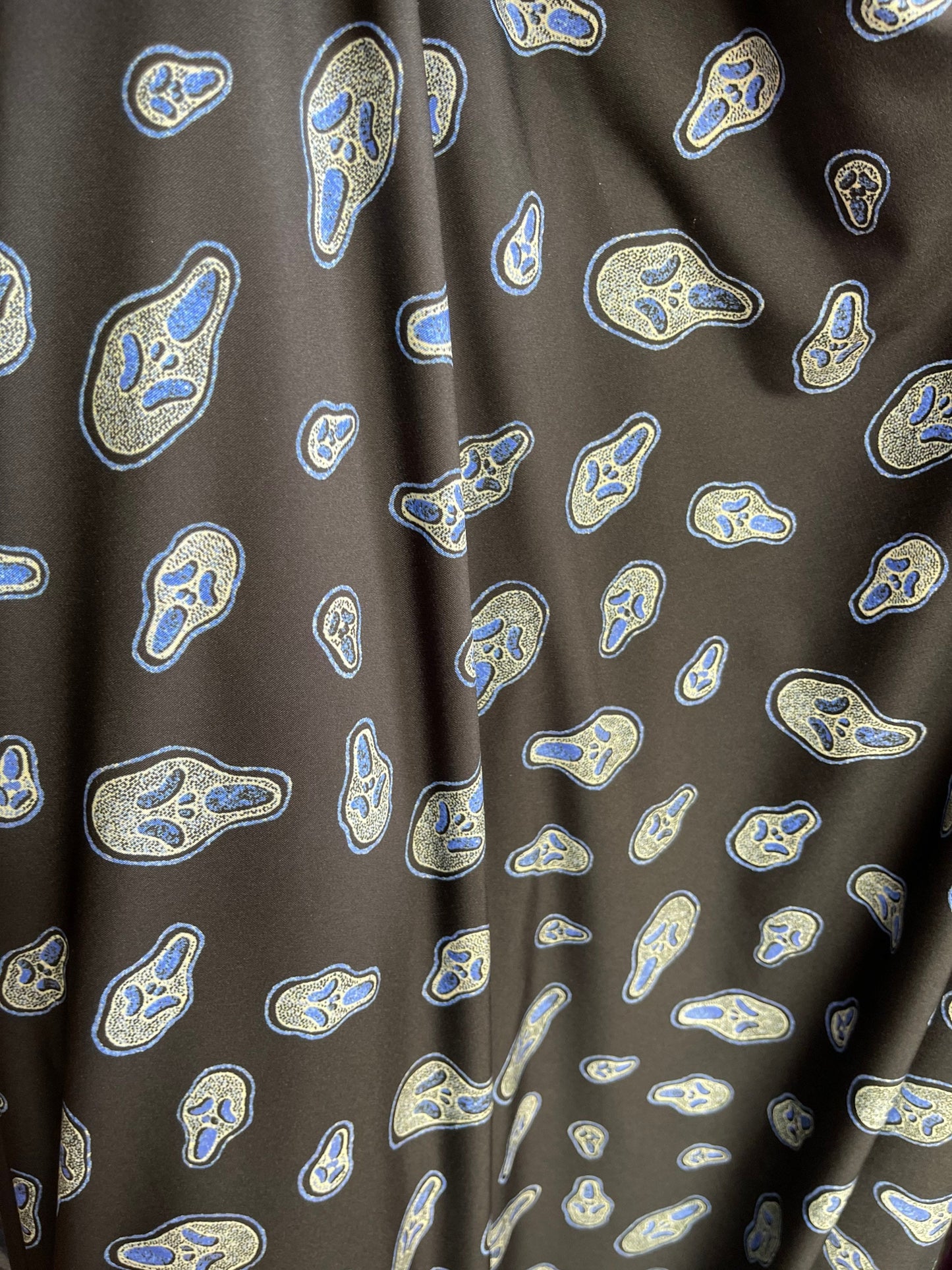 Scream design print on nylon spandex 4-way stretch 58/60” Sold by the YD. Ships Worldwide from Los Angeles California USA.