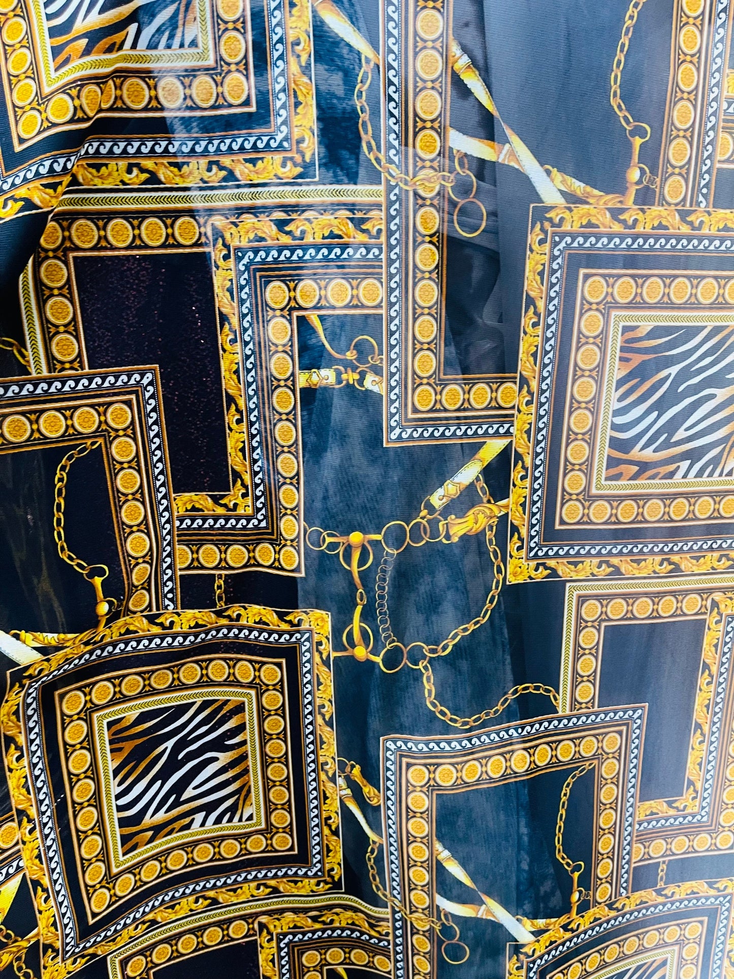 New brand fashion design print on great quality of poly mesh 4-way stretch see through fabric 58/60” Sold by the YD. Ships Worldwide