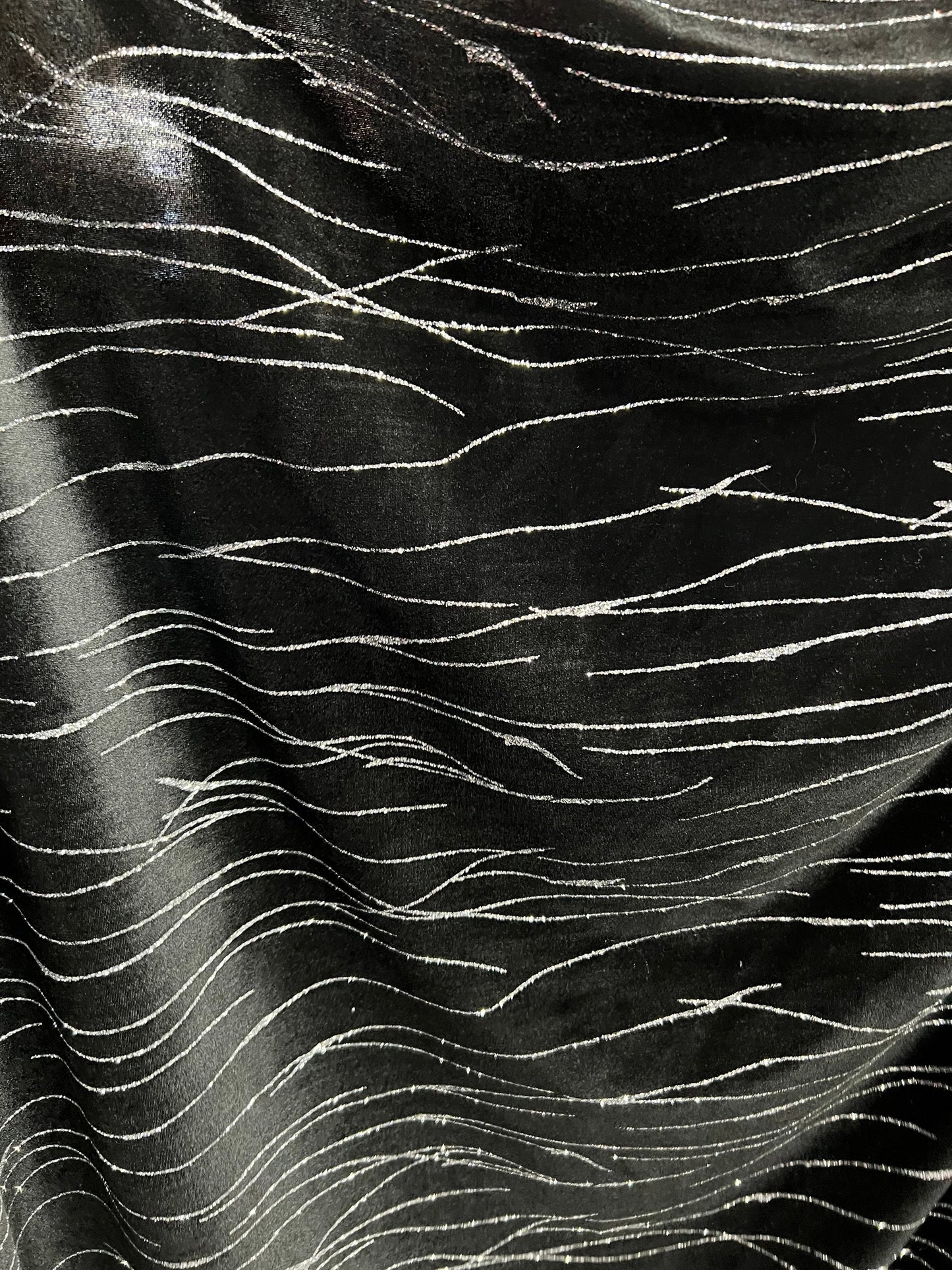 New abstract design luxury stretch velvet with glitter 4-way stretch 58/60” Sold by the YD. Ships worldwide from Los Angeles California USA.