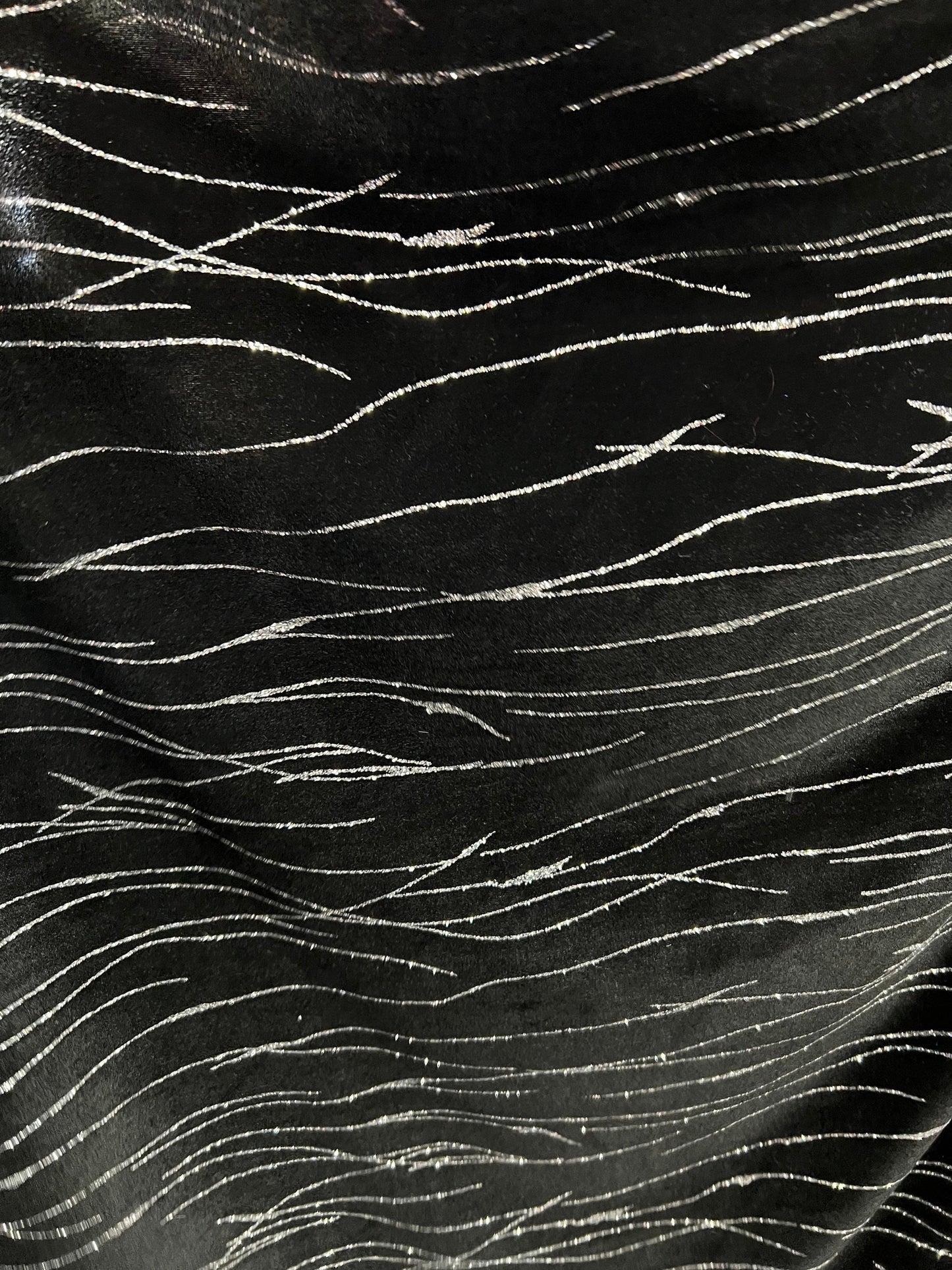 New abstract design luxury stretch velvet with glitter 4-way stretch 58/60” Sold by the YD. Ships worldwide from Los Angeles California USA.