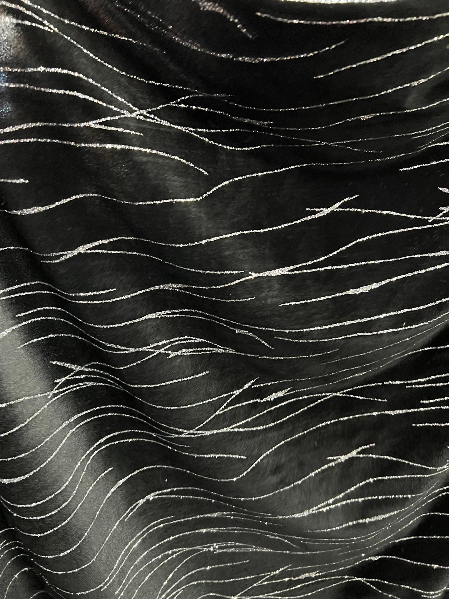 New abstract design luxury stretch velvet with glitter 4-way stretch 58/60” Sold by the YD. Ships worldwide from Los Angeles California USA.