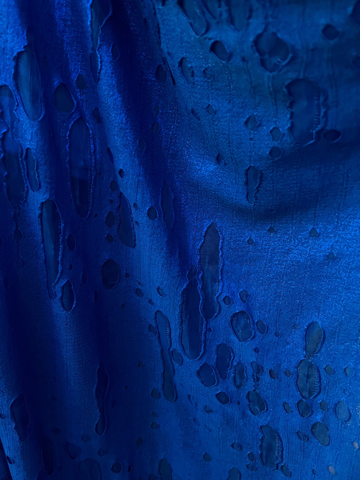 Mummy design sapphire poly spandex 4-way stretch 58/60” Sold by the YD. Ships Worldwide from Los Angeles California USA