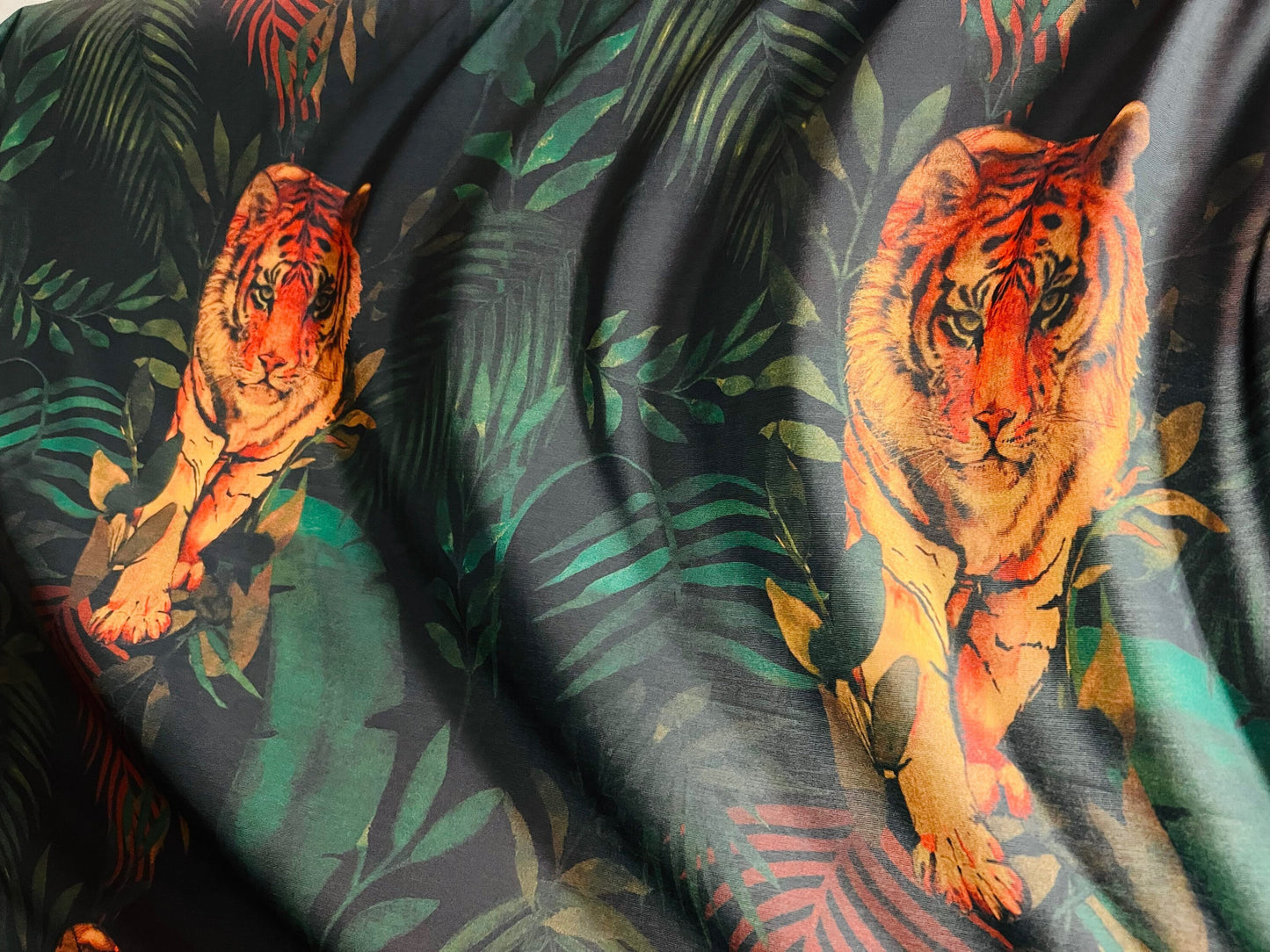 Tiger design Exotic animal print on poly spandex light weight 2-way stretch 58/60” Sold by the YD. Ships Worldwide from Los Angeles CA USA