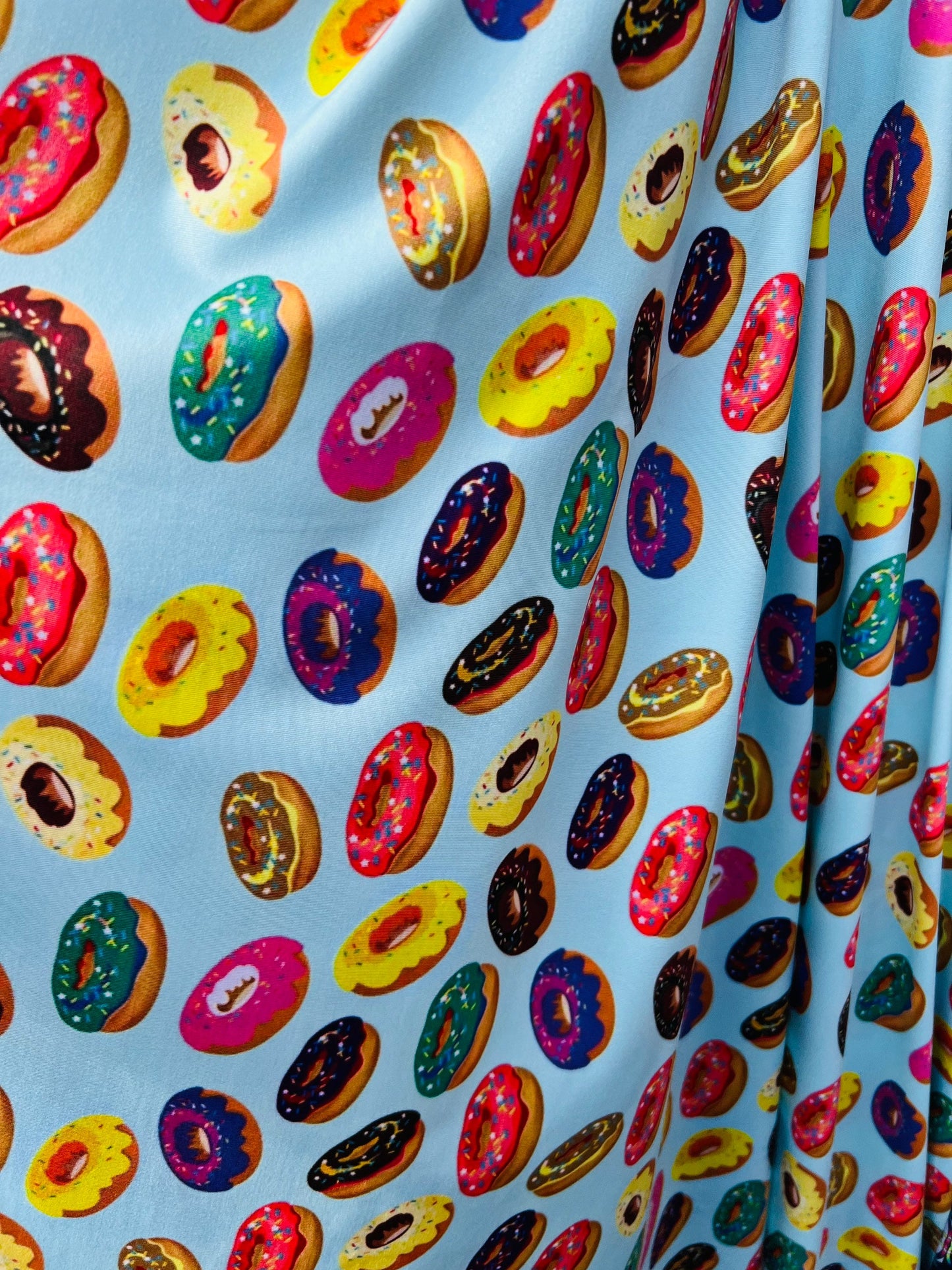 New Multicolor donuts design print on great quality of nylon spandex 4-way stretch 58/60” Sold by the YD. Ships Worldwide from Los Angeles