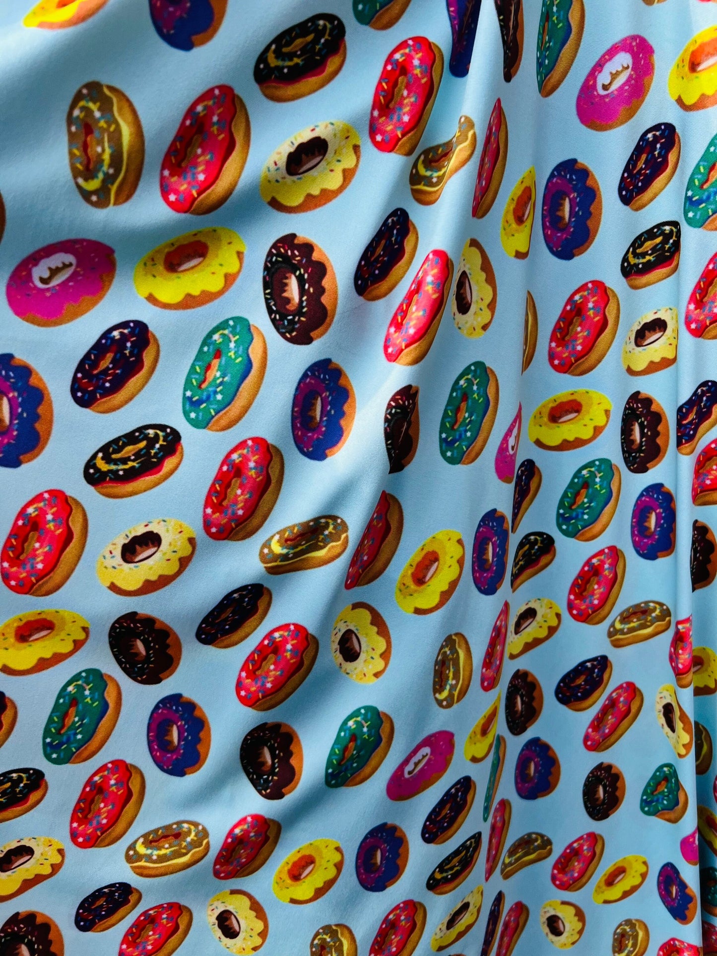 New Multicolor donuts design print on great quality of nylon spandex 4-way stretch 58/60” Sold by the YD. Ships Worldwide from Los Angeles