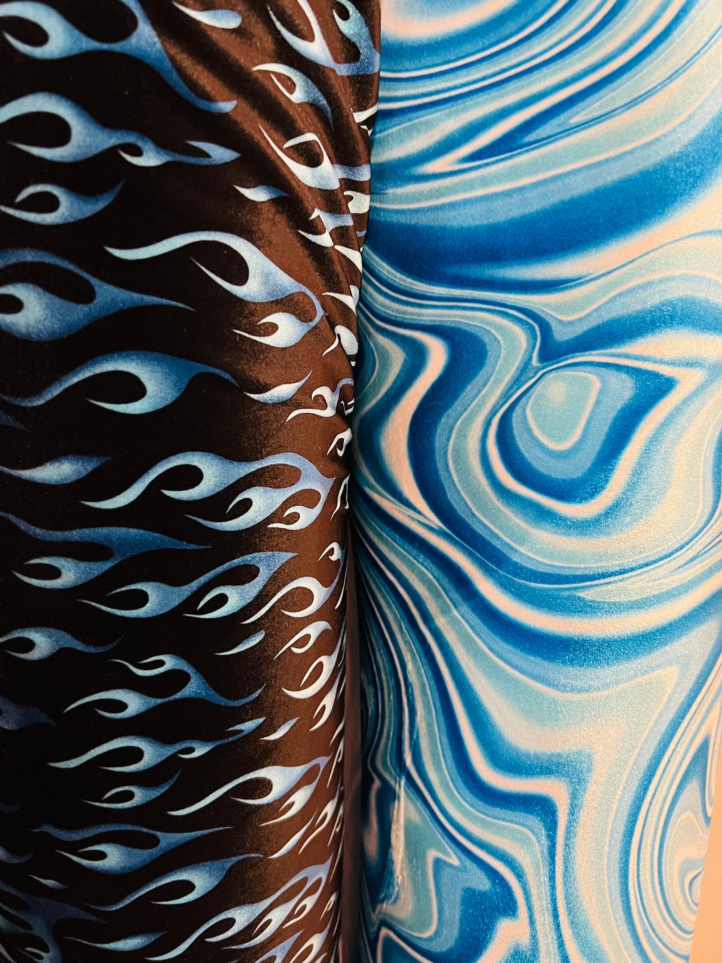 Flame and modern abstract lava design print on best quality of stretch velvet 4-way stretch 58/60” Sold by the YD. Ships Worldwide from L.A
