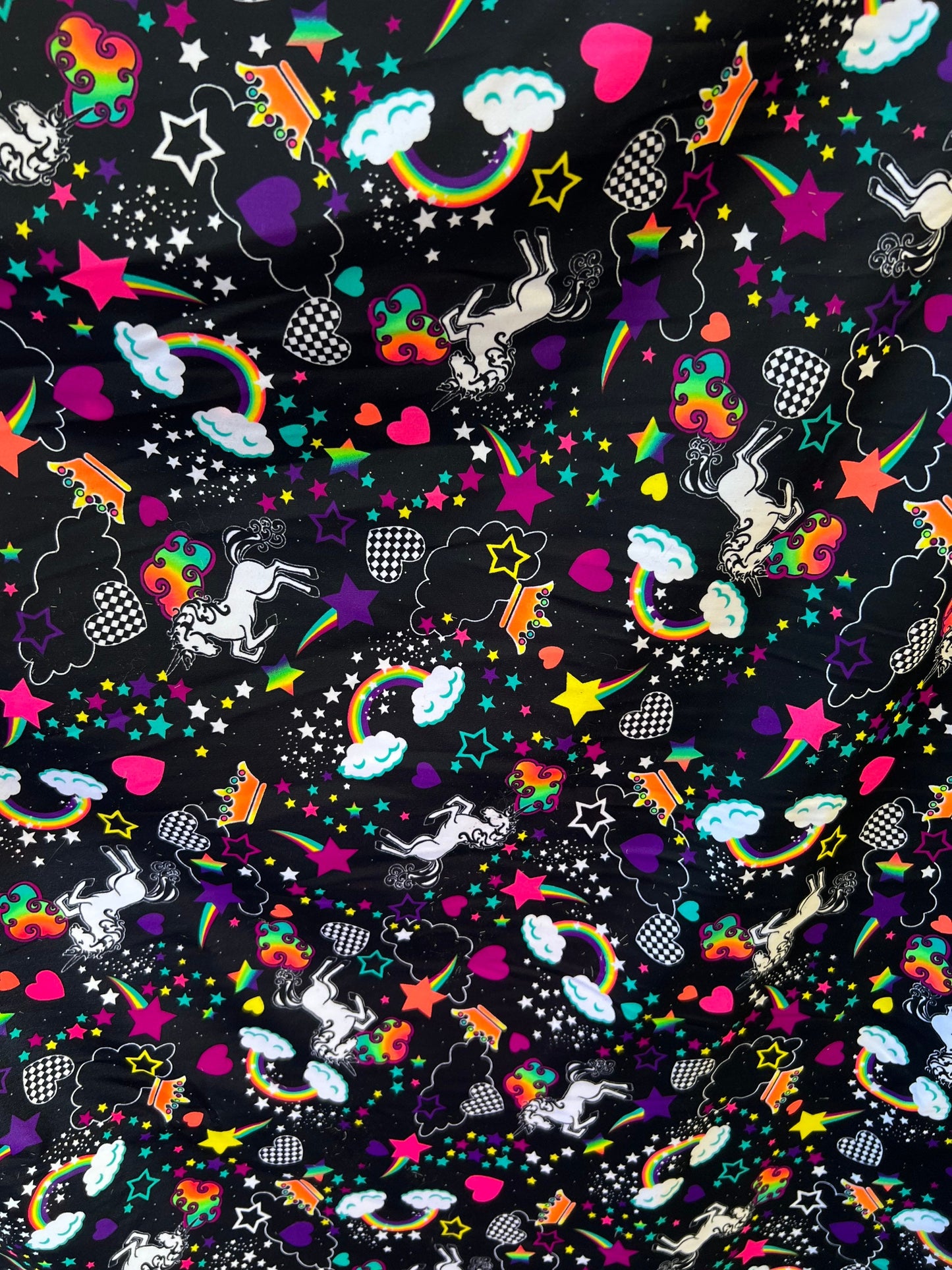 Unicorn and clouds design print on great quality of nylon spandex 4-way stretch 58/60” Sold by the YD. Ships Worldwide from Los Angeles CA.