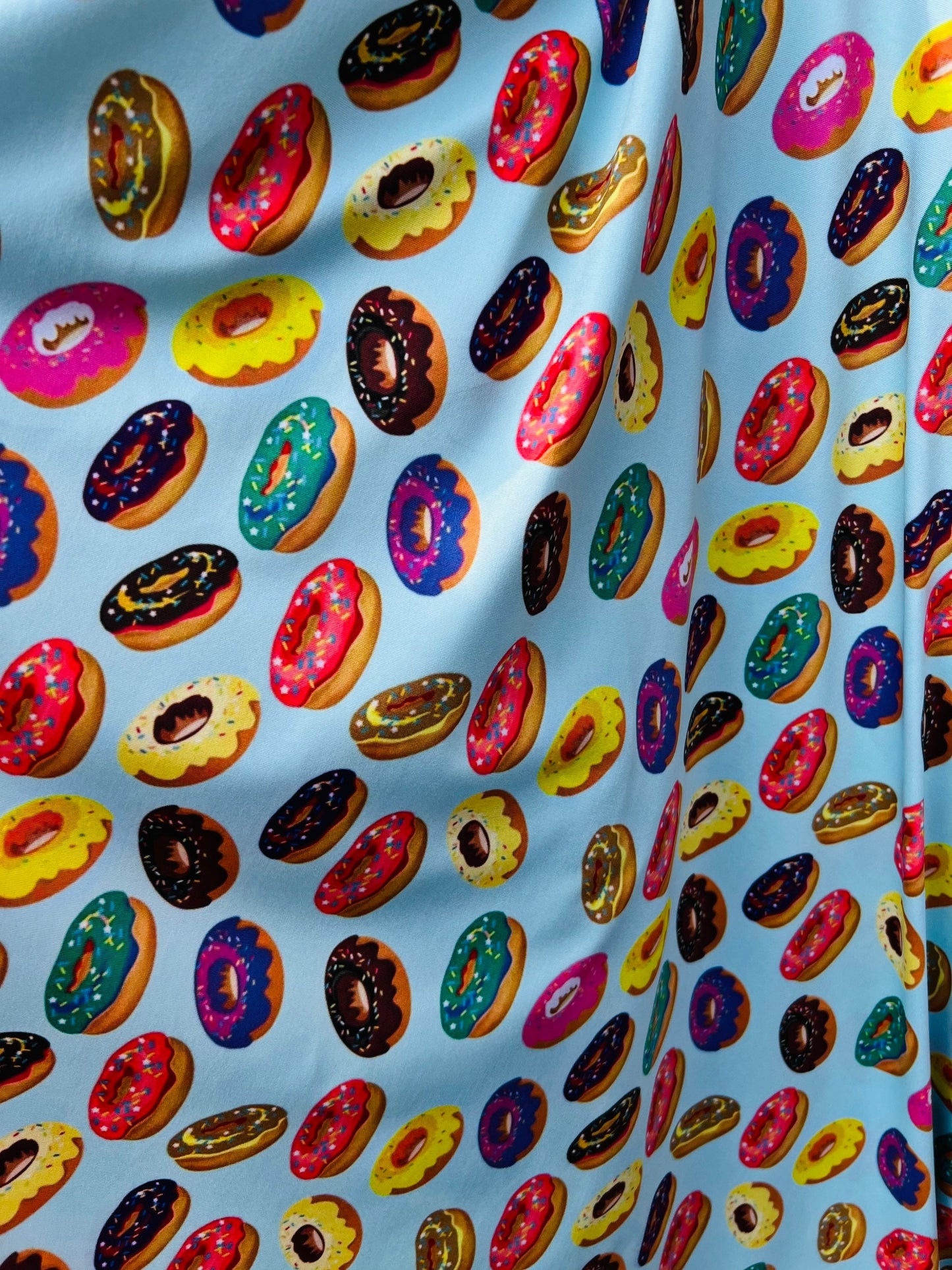 New Multicolor donuts design print on great quality of nylon spandex 4-way stretch 58/60” Sold by the YD. Ships Worldwide from Los Angeles