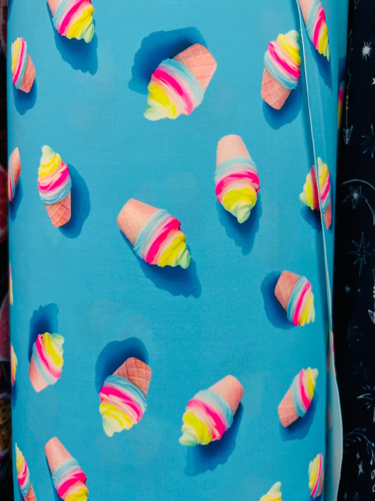Ice cream cone design print on best quality of nylon spandex 4-way stretch 58/60” Sold by the YD. Ships Worldwide from Los Angeles CA