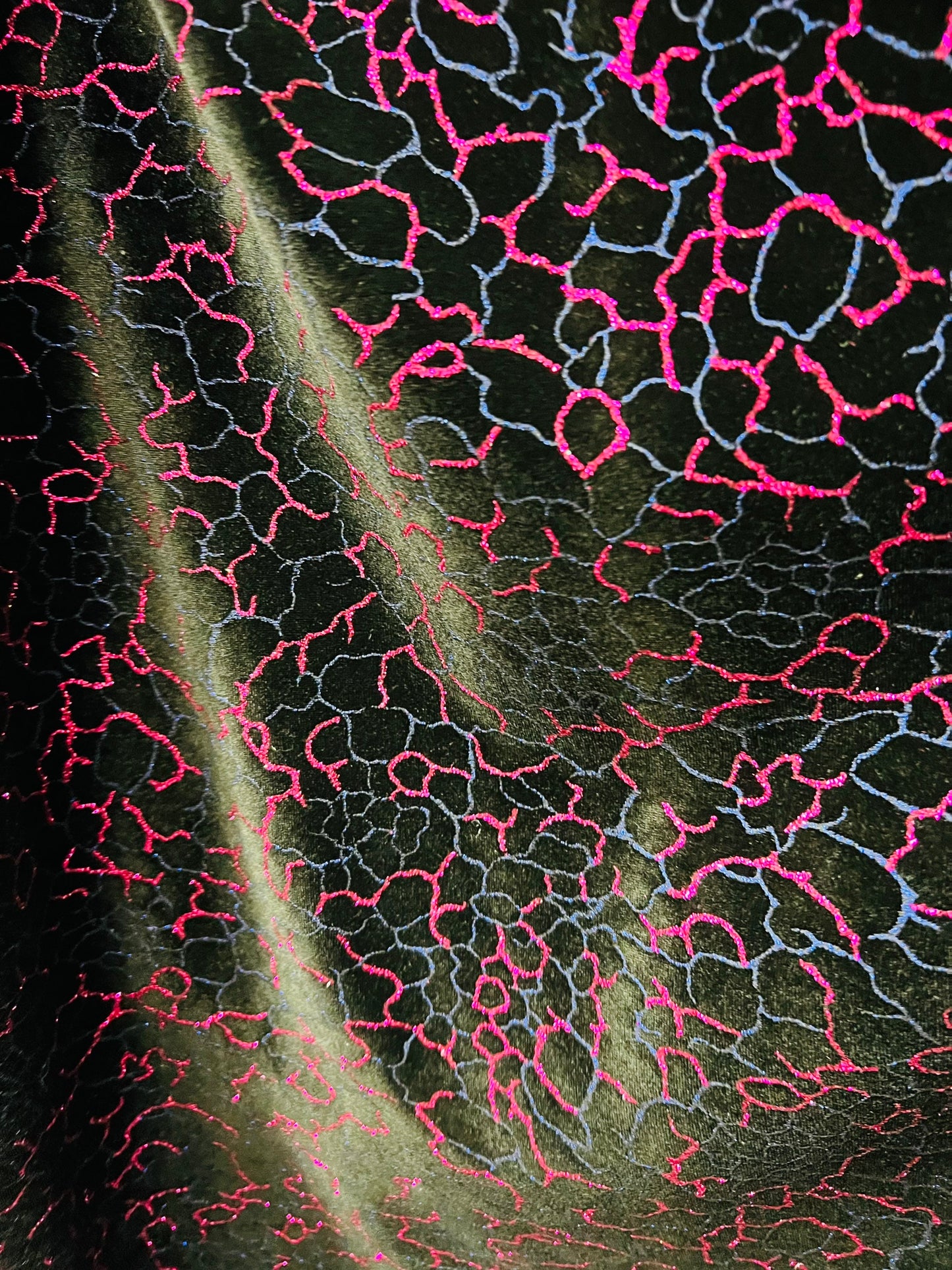 New abstract design foiled stretch velvet 4-way stretch 58/60” Sold by the YD. Ships Worldwide from Los Angeles California USA.