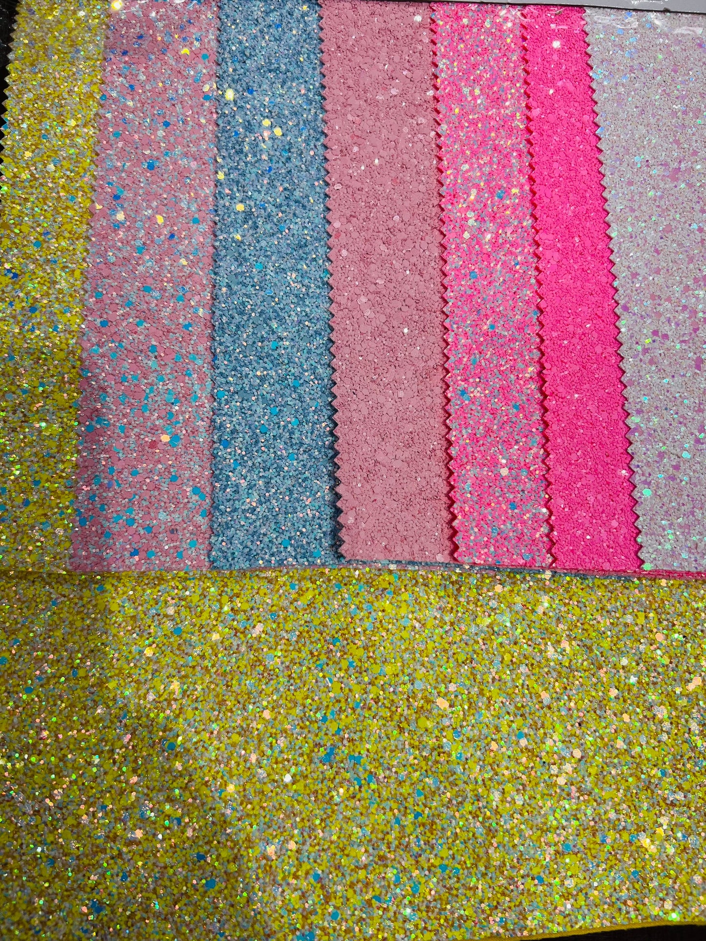 Crystal glitter vinyl luxury iridescent vinyl non stretch 58/60” Sold by the YD. Ships Worldwide from Los Angeles California USA.