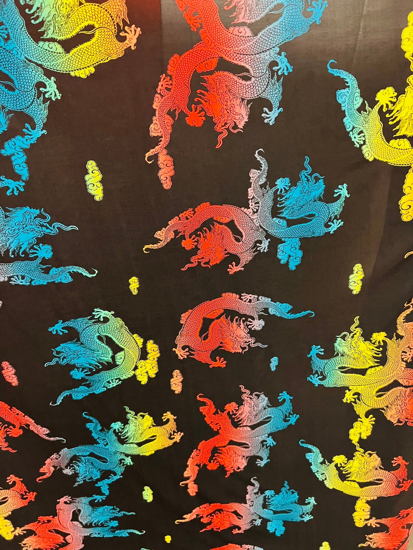 Exotic dragon design print on poly spandex light weight 4-way stretch 58/60” Sold by the YD. Ships Worldwide from Los Angeles California USA