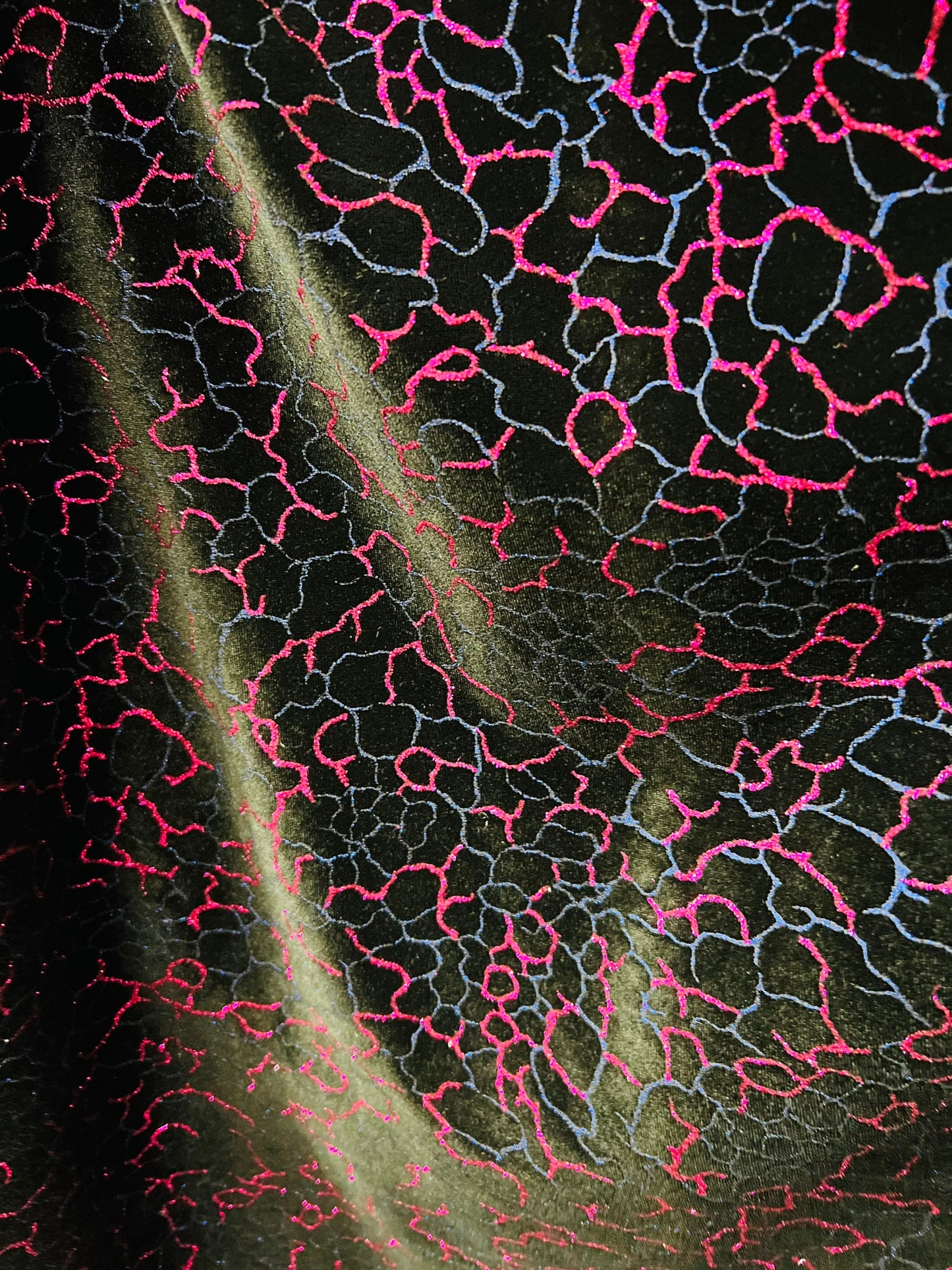 New abstract design foiled stretch velvet 4-way stretch 58/60” Sold by the YD. Ships Worldwide from Los Angeles California USA.