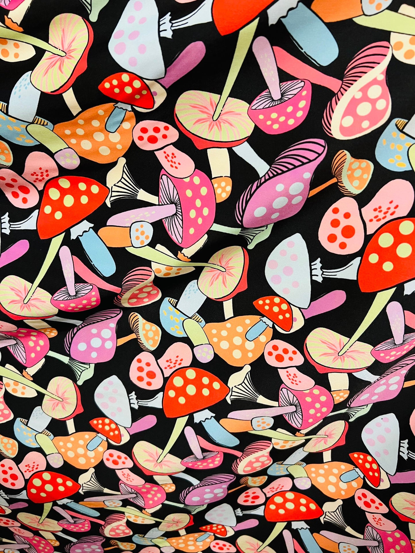 Mushrooms in wonderland design Multicolor print on best quality of nylon spandex 4-way stretch 58/60” Sold by the YD. Ships Worldwide