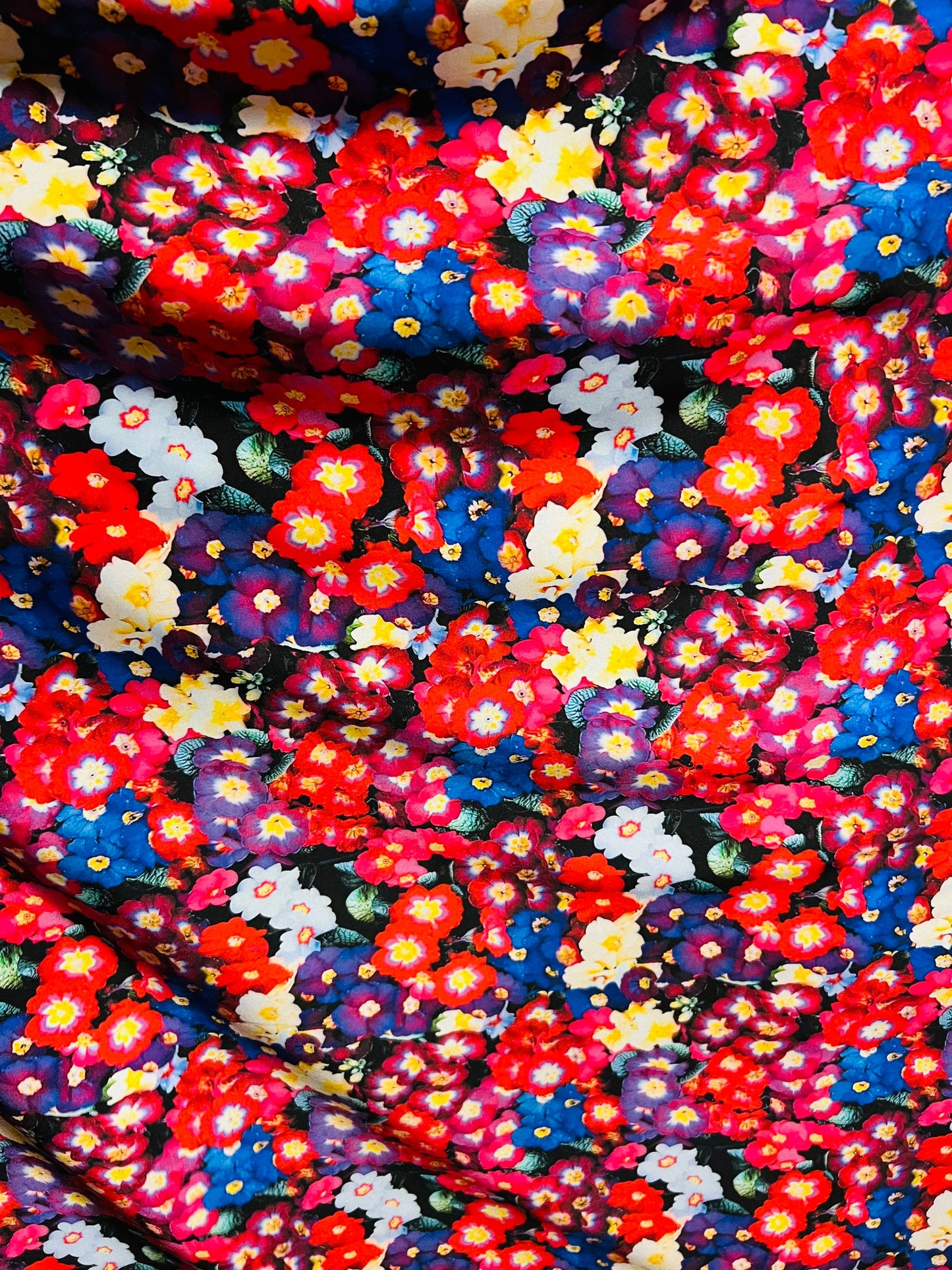 Multicolor flowers design new Luxury print nylon spandex 4-way stretch 58/60” Sold by the YD. Ships Worldwide from Los Angeles California US