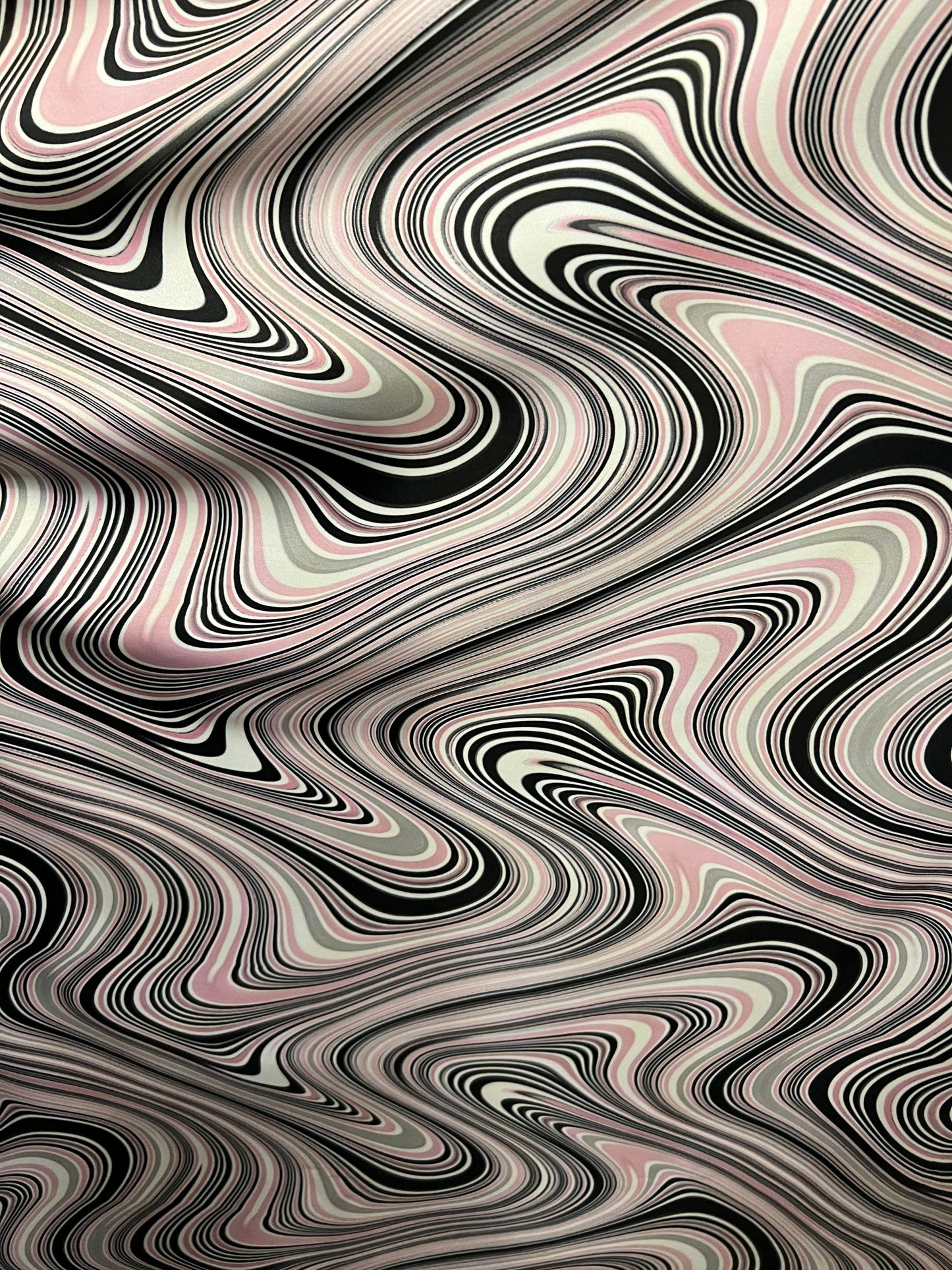 Abstract Modern design blush pink/black print on great quality of nylon spandex 4-way stretch 58/60” Sold by the YD.