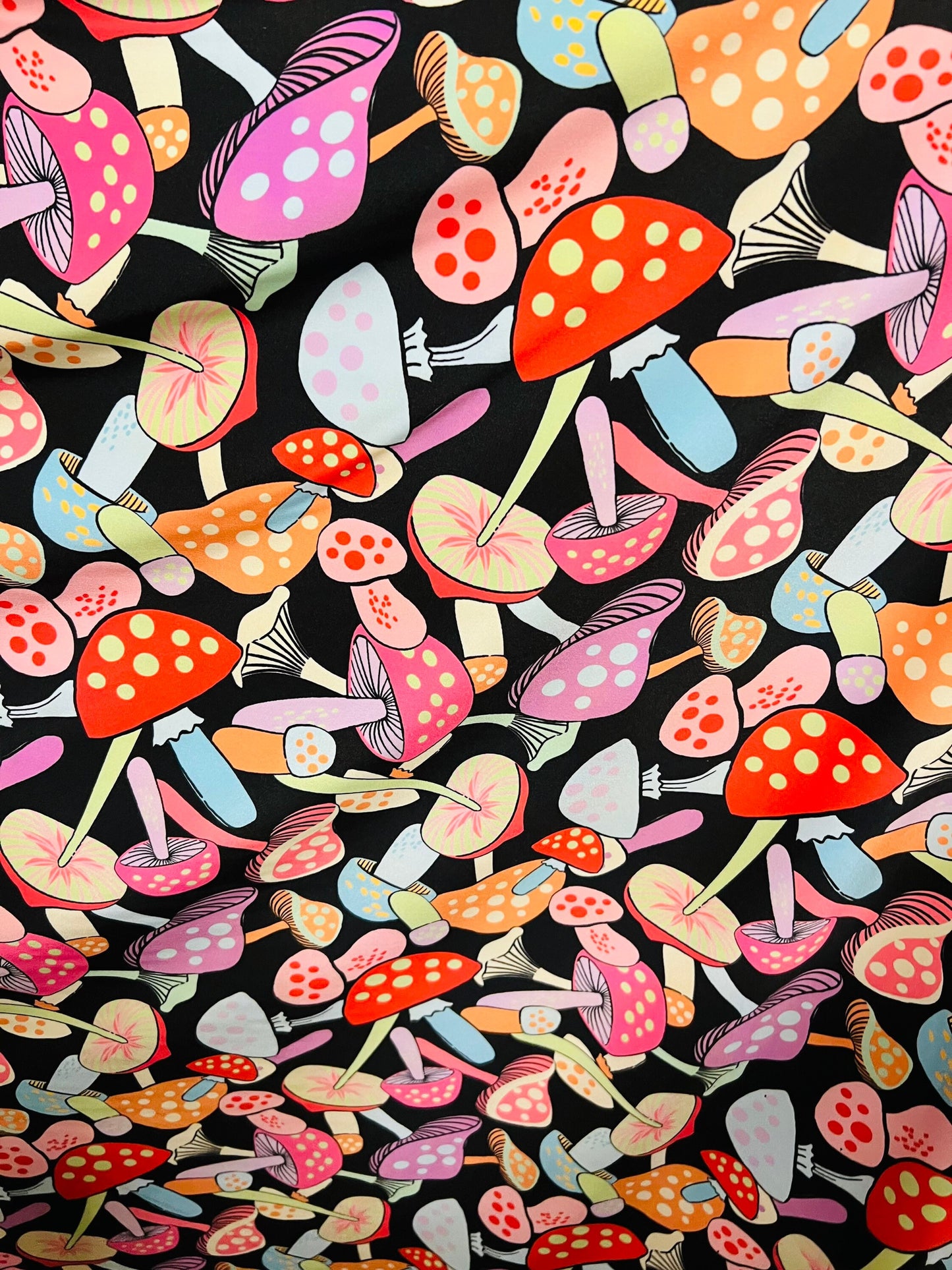 Mushrooms in wonderland design Multicolor print on best quality of nylon spandex 4-way stretch 58/60” Sold by the YD. Ships Worldwide