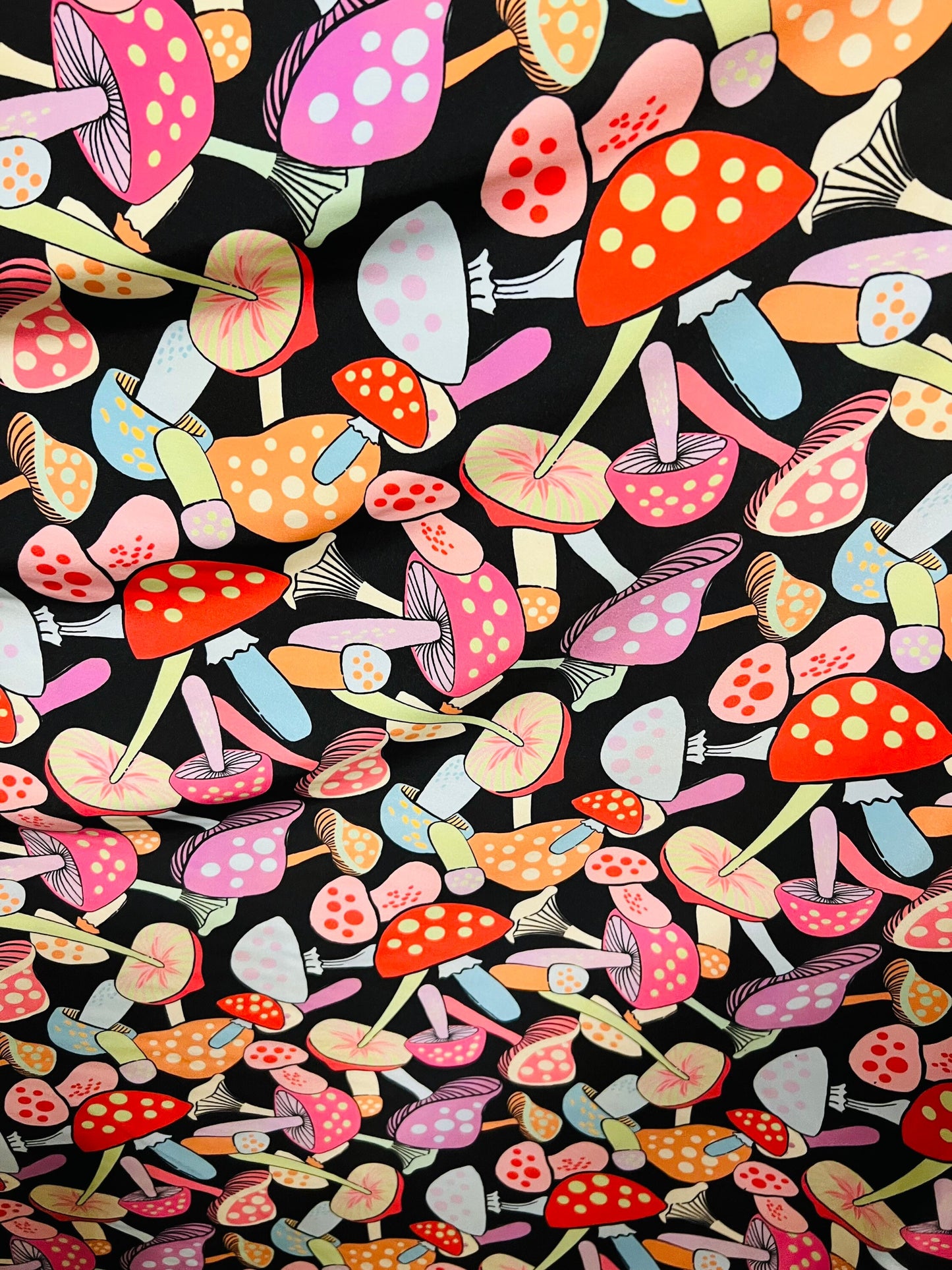 Mushrooms in wonderland design Multicolor print on best quality of nylon spandex 4-way stretch 58/60” Sold by the YD. Ships Worldwide