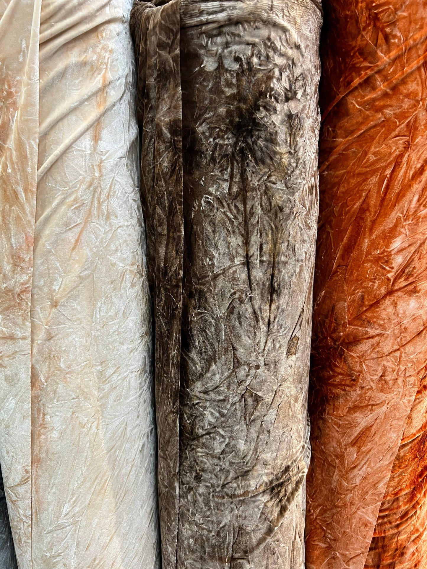 Vibrant tie dye crushed velvet multicolor great quality of stretch velvet 4-way 58/60” Sold by the YD. Ships Worldwide from Los Angeles Cali