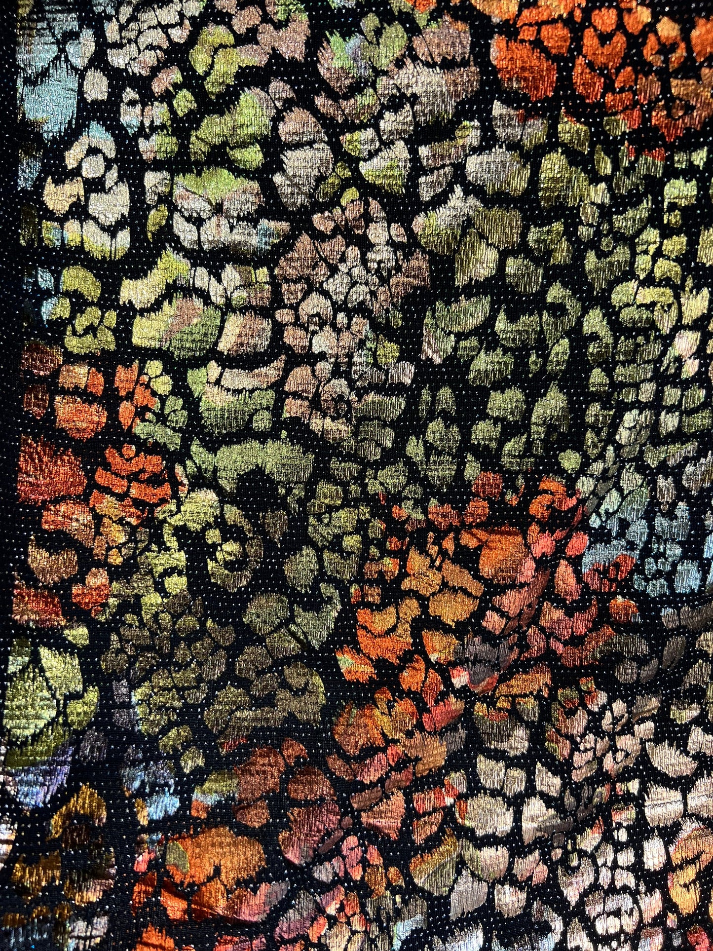 New abstract design metallic poly spandex with foil 2-way stretch 58/60” Sold by the YD. Ships Worldwide from Los Angeles California USA