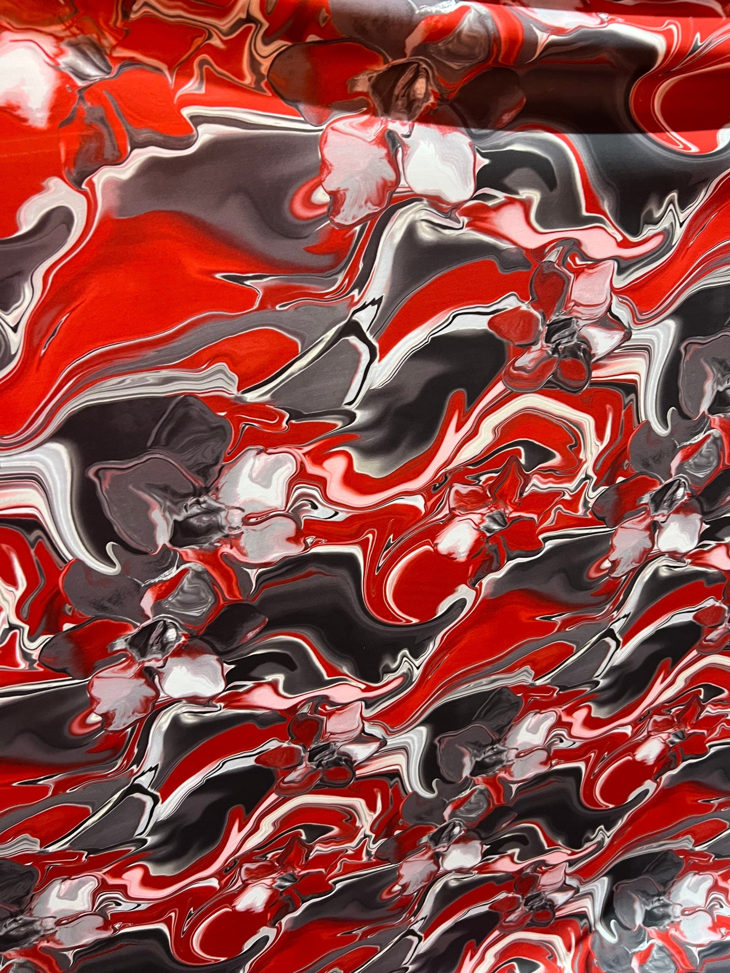 New Abstract Lava design print on great quality of Nylon spandex 4-way stretch 58/60” Sold by the YD. Ships Worldwide from Los Angeles CA.