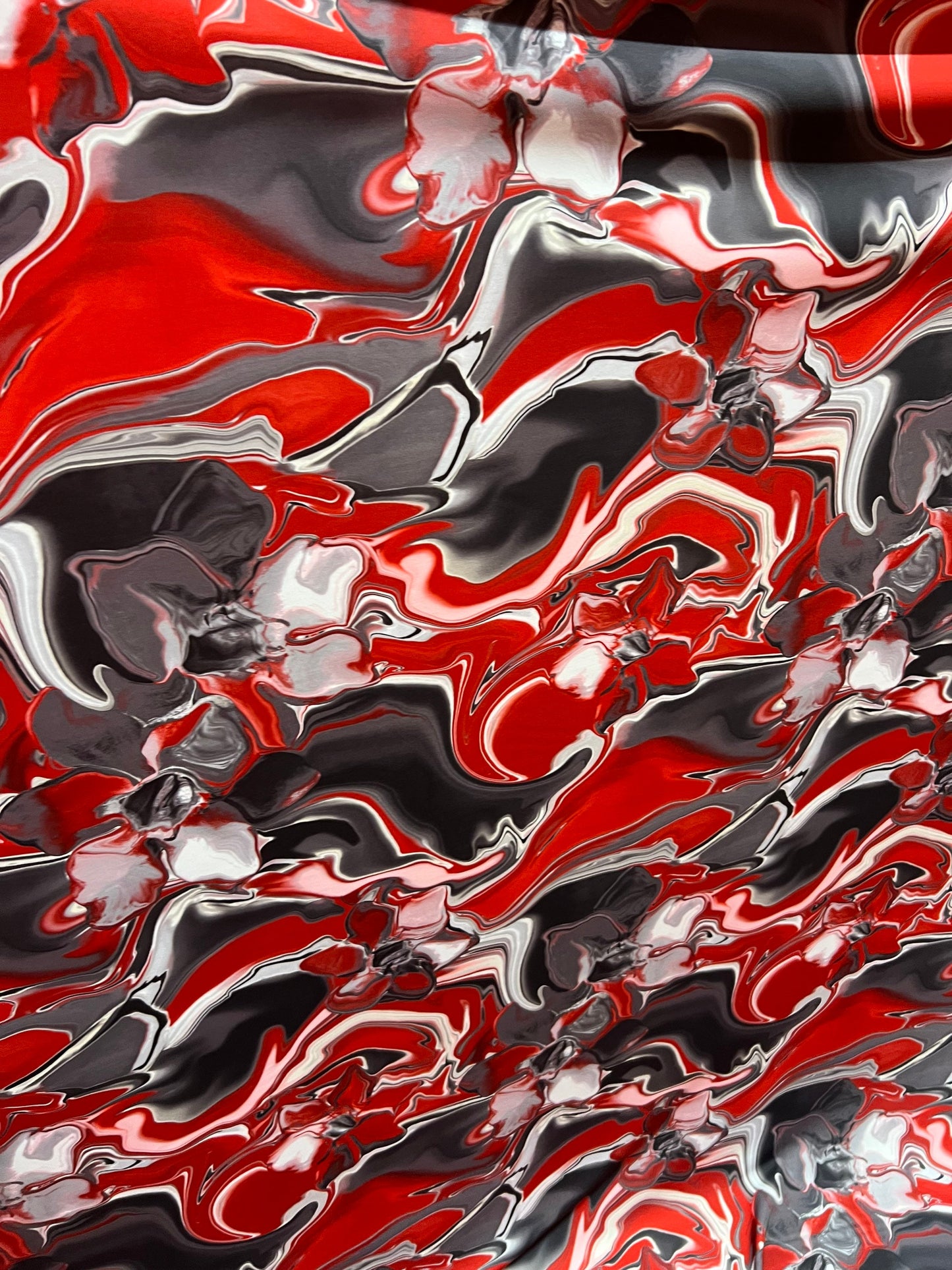 New Abstract Lava design print on great quality of Nylon spandex 4-way stretch 58/60” Sold by the YD. Ships Worldwide from Los Angeles CA.