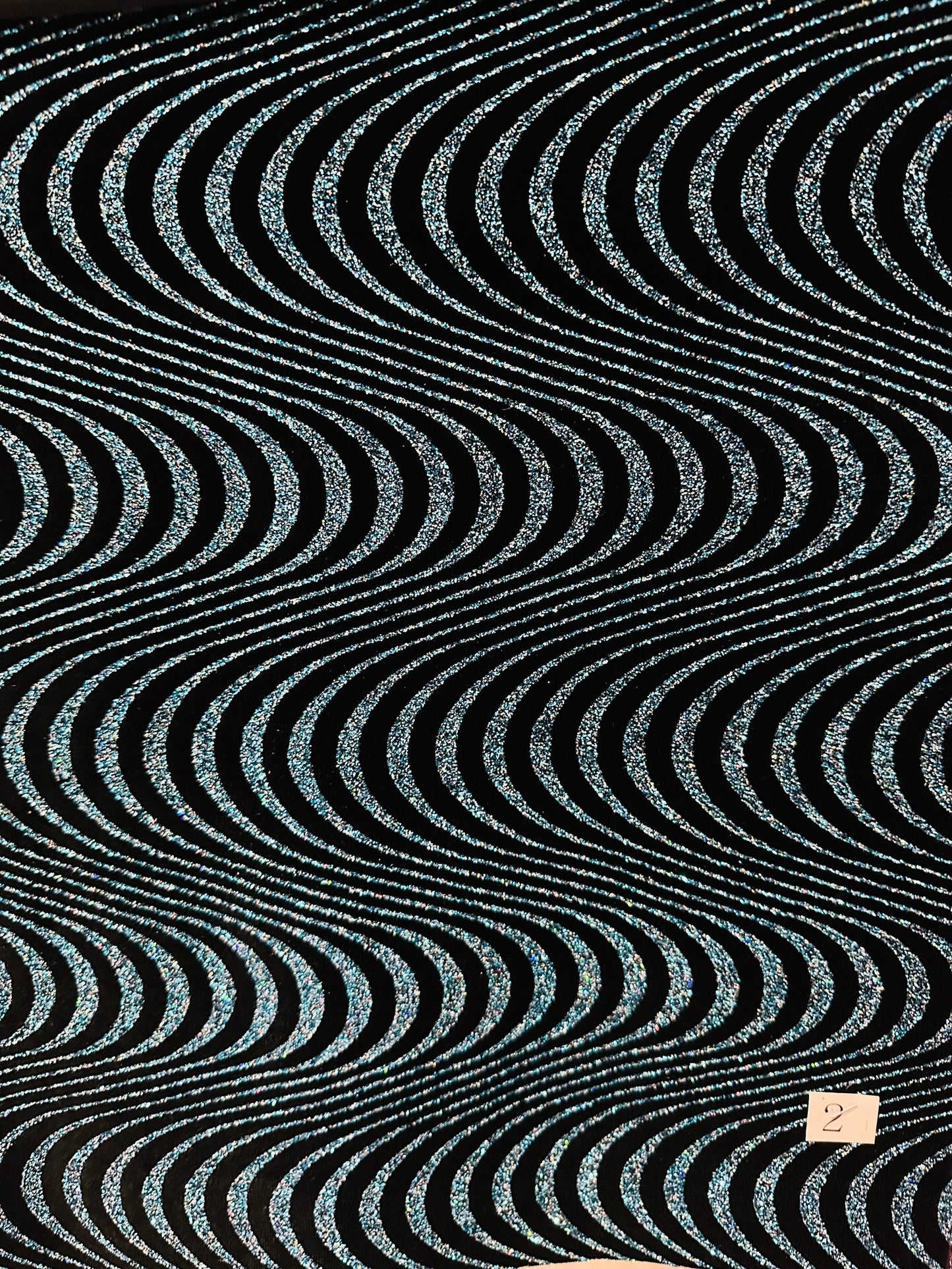 New Luxury glitter Psychedelic wavy design on great quality of stretch velvet 4-way stretch 58/60” High quality of spandex velvet.