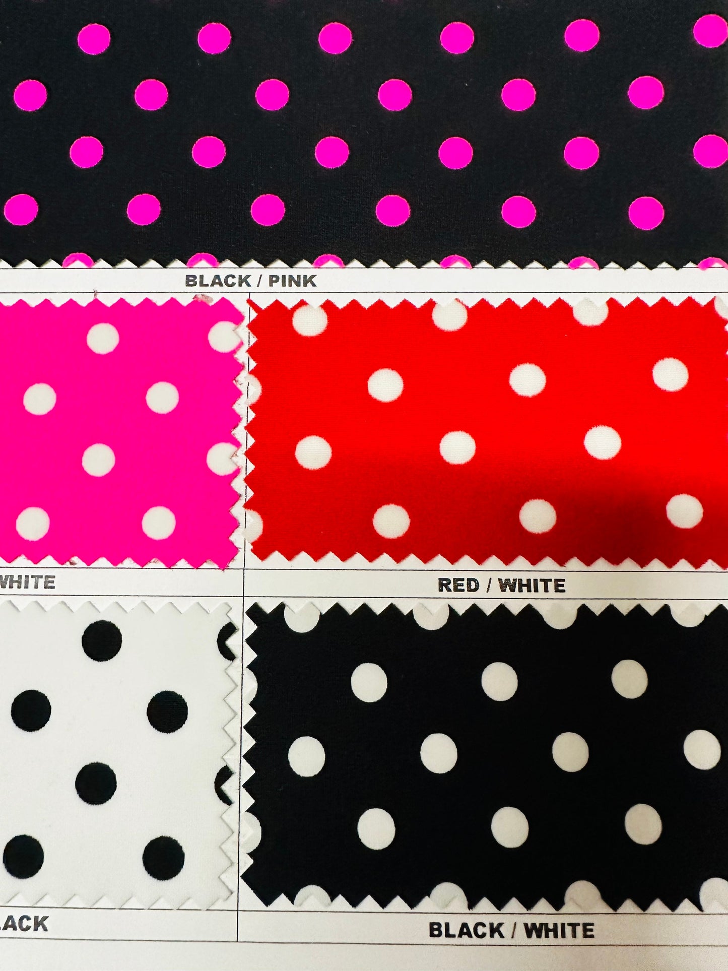 Polka dots design small size print on great quality of nylon spandex 4-way stretch 58/60” Sold by the YD. Ships worldwide from Los Angeles
