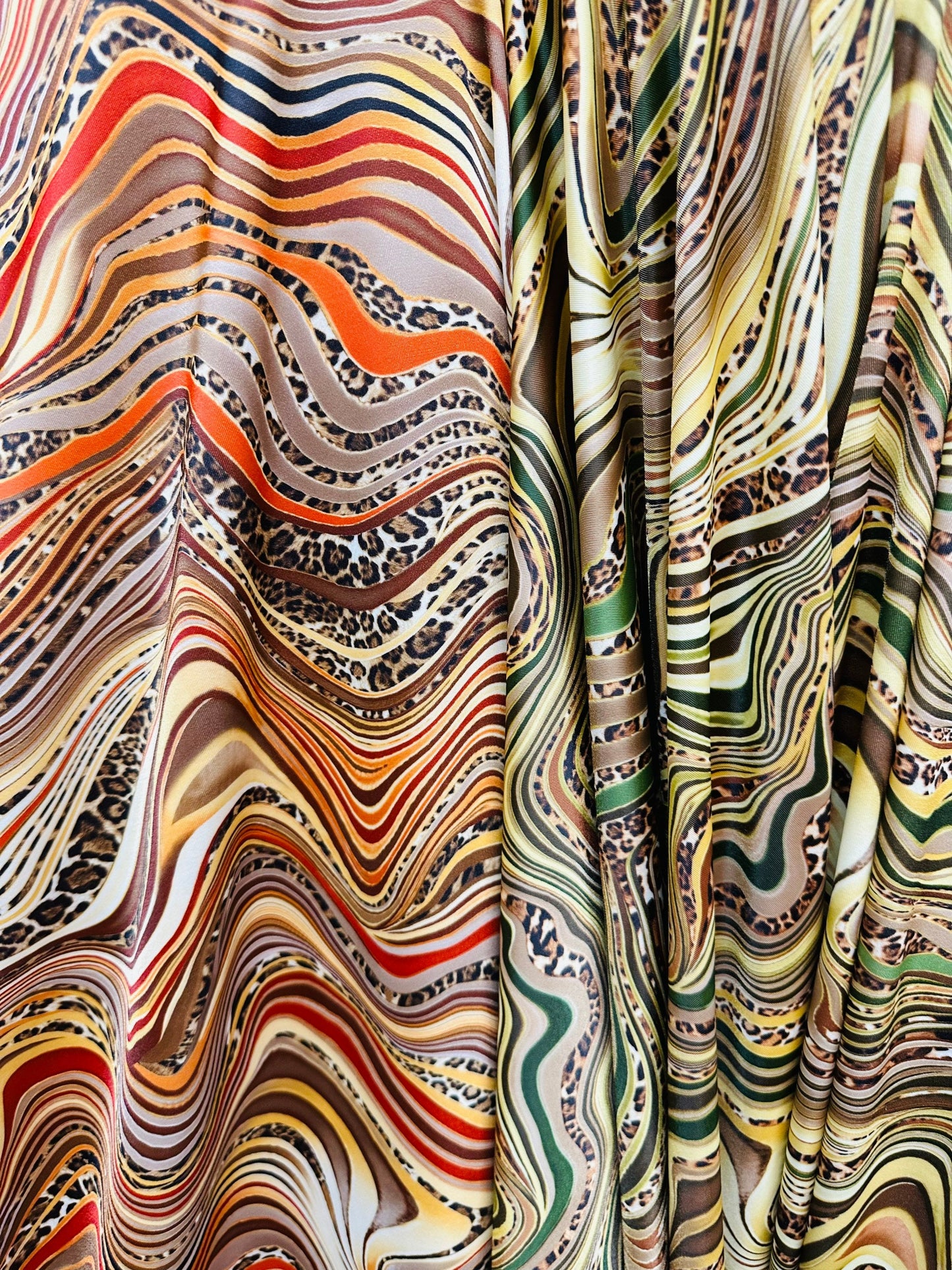 Safari design exotic animal print on best quality of nylon spandex 4-way stretch 58/60” Sold by the YD. Ships worldwide from Los Angeles CA