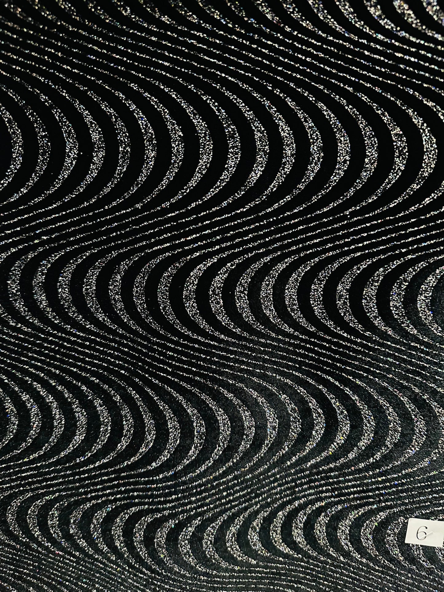 New Luxury glitter Psychedelic wavy design on great quality of stretch velvet 4-way stretch 58/60” High quality of spandex velvet.