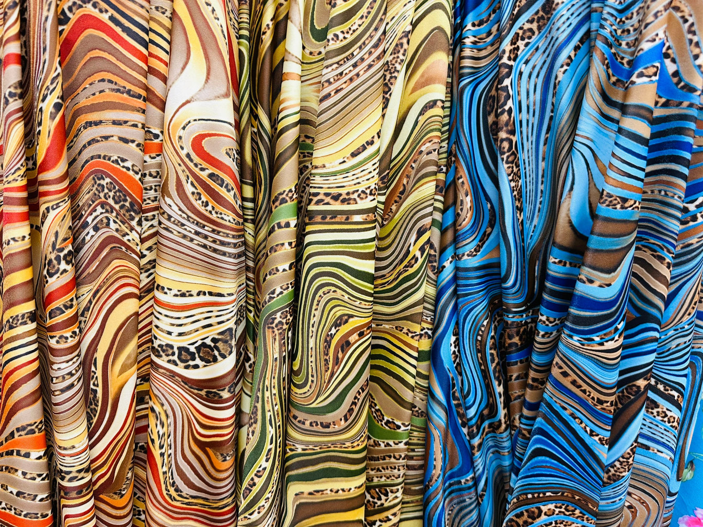 Safari design exotic animal print on best quality of nylon spandex 4-way stretch 58/60” Sold by the YD. Ships worldwide from Los Angeles CA