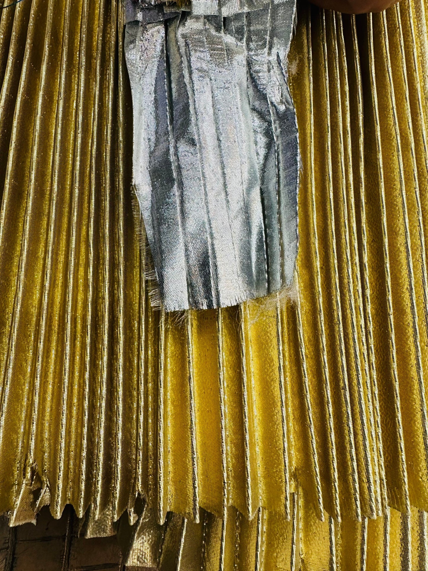 Luxury Accordion metallic pleated super shiny metallic Lame fabric 45” Sold by the YD. Ships worldwide from Los Angeles California USA