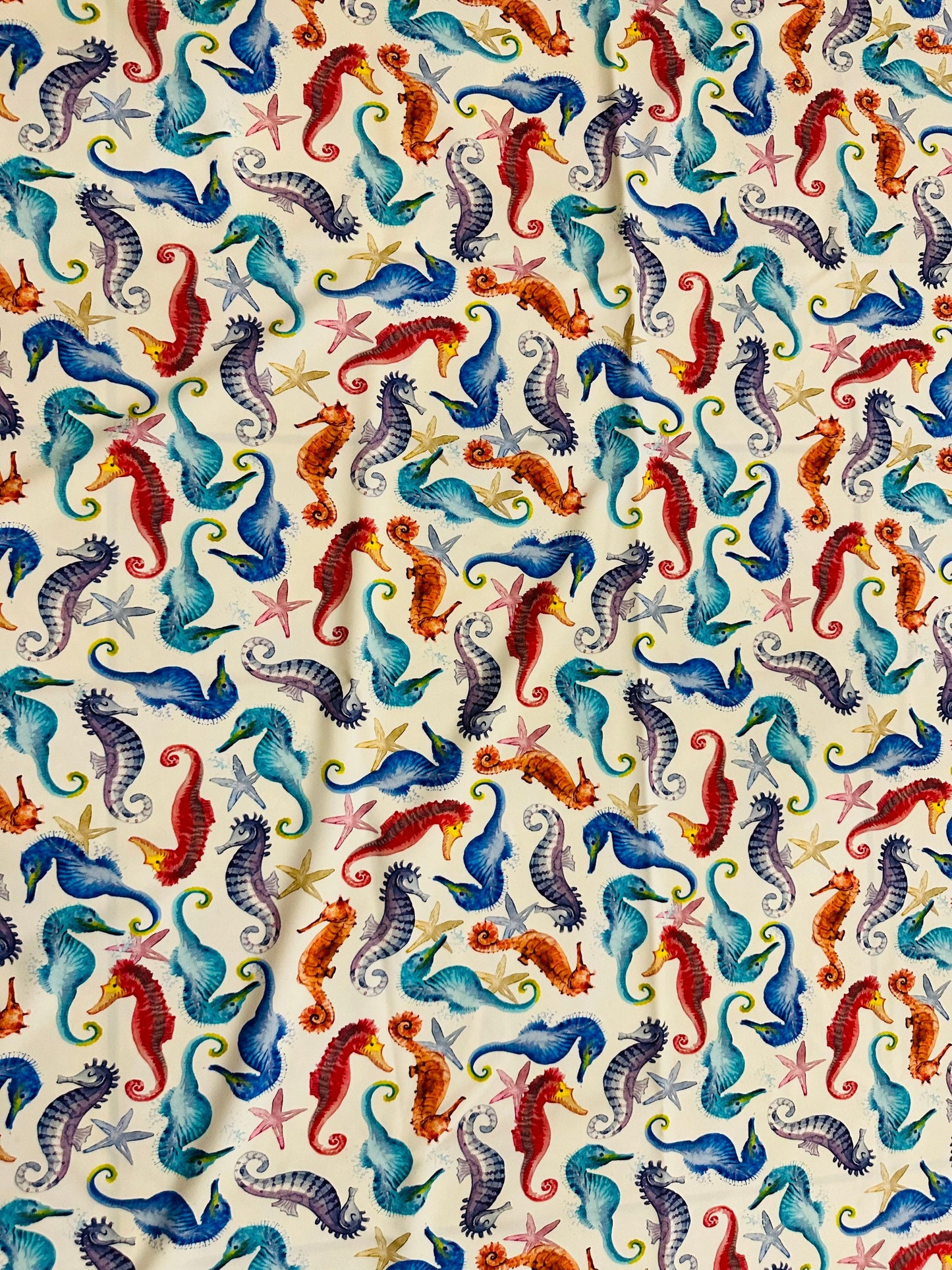 Seahorses colorful design print on best quality of nylon spandex 4-way stretch 58/60”