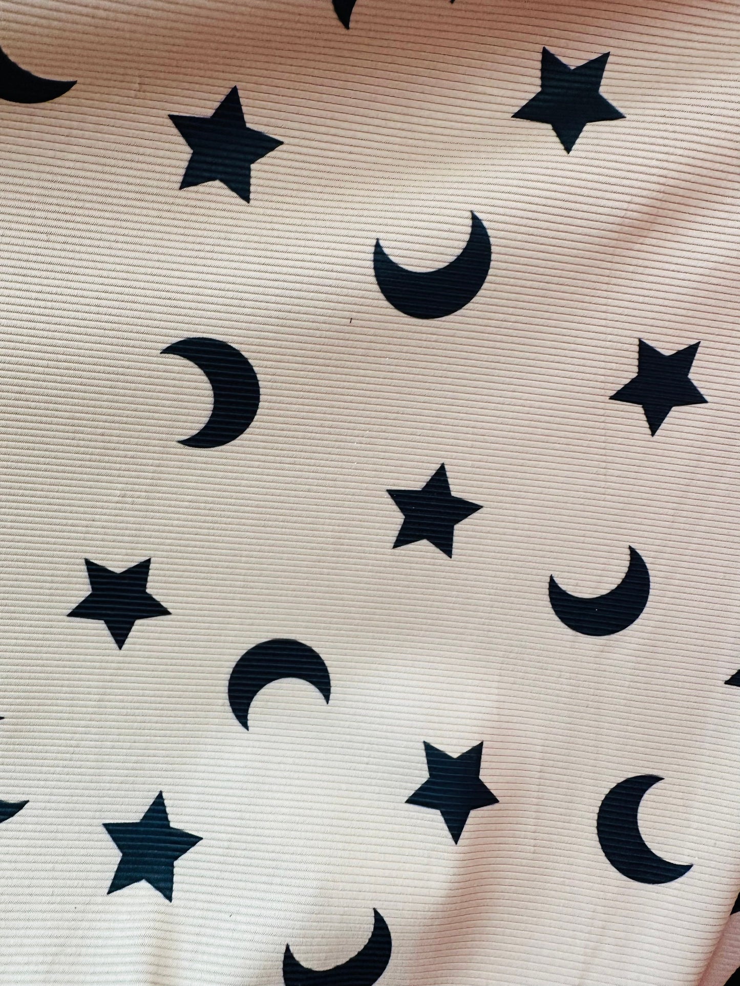Ribbed spandex starts and moon high quality 4-way stretch 58/60” Sold by the YD. Ships worldwide from Los Angeles California USA