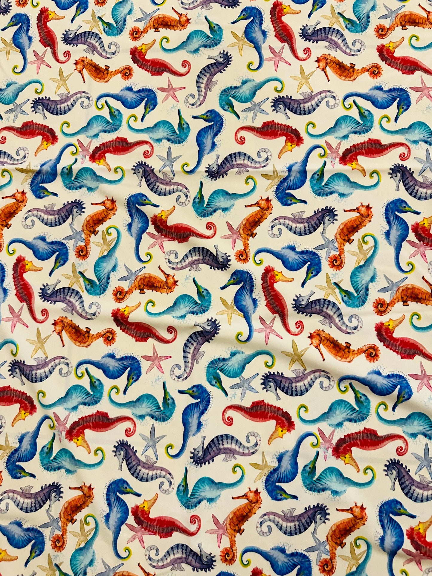 Seahorses colorful design print on best quality of nylon spandex 4-way stretch 58/60”
