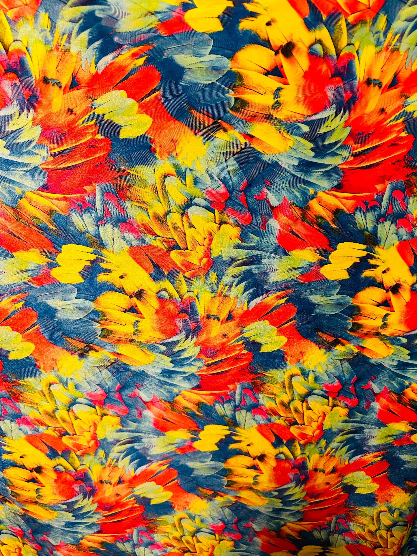 New Feathers abstract design colorful print on best quality of stretch velvet 4-way stretch 58/60” Sold by the YD.